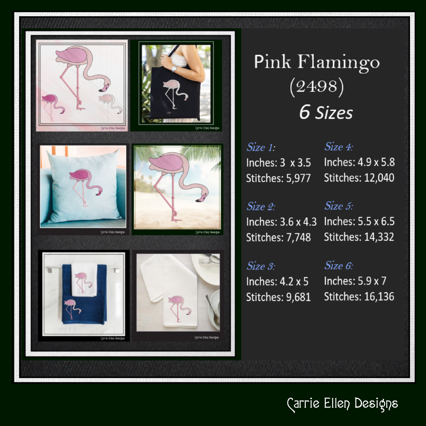 Flamingo Machine Embroidery Design – Whimsical Tropical Quirky Pink Bird, 6 Sizes (2498)