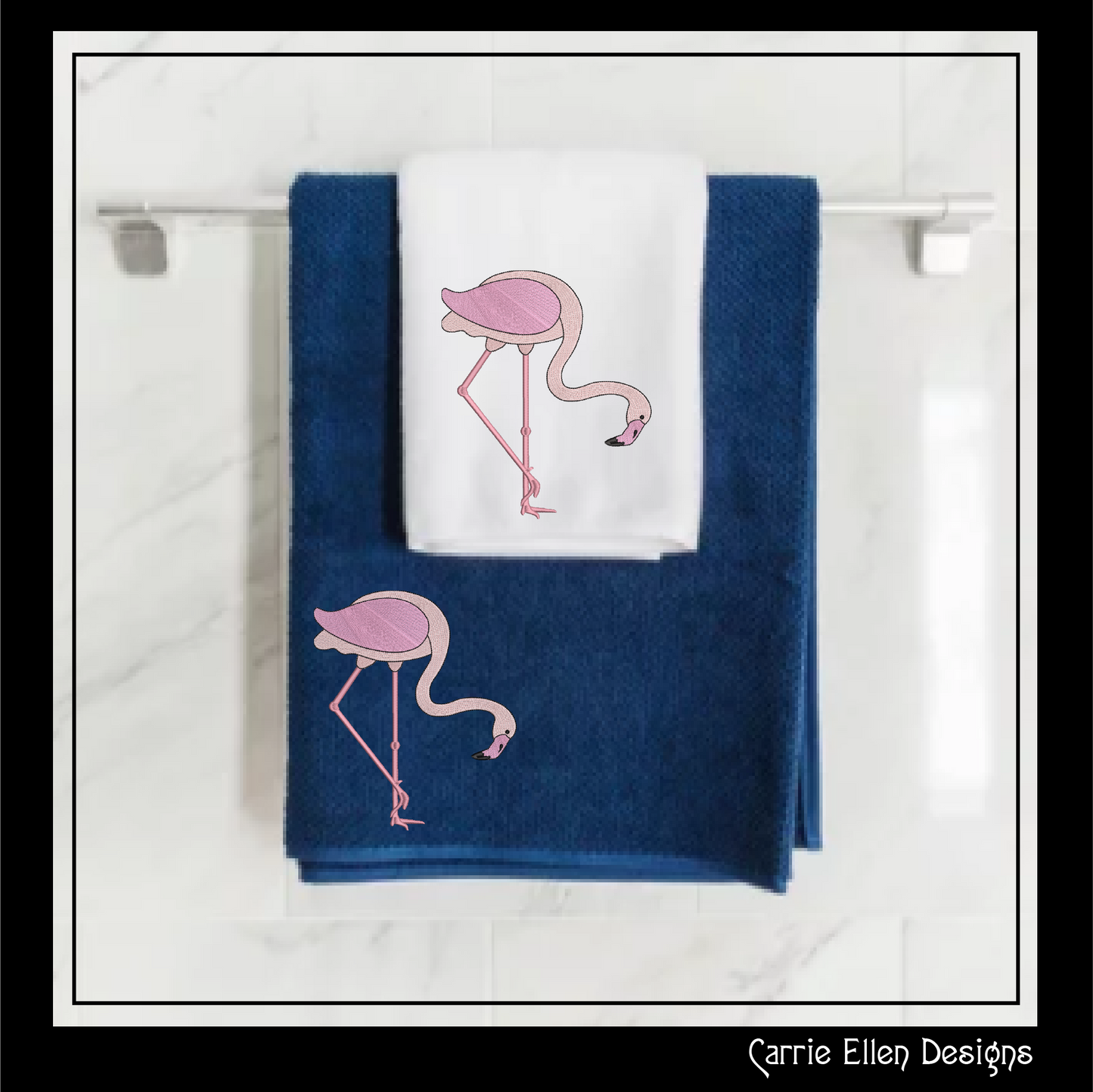 Flamingo Machine Embroidery Design – Whimsical Tropical Quirky Pink Bird, 6 Sizes (2498)