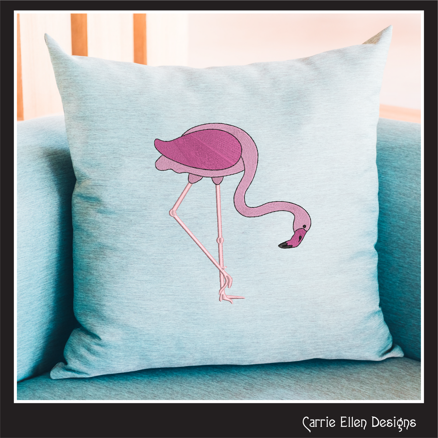 Flamingo Machine Embroidery Design – Whimsical Tropical Quirky Pink Bird, 6 Sizes (2498)