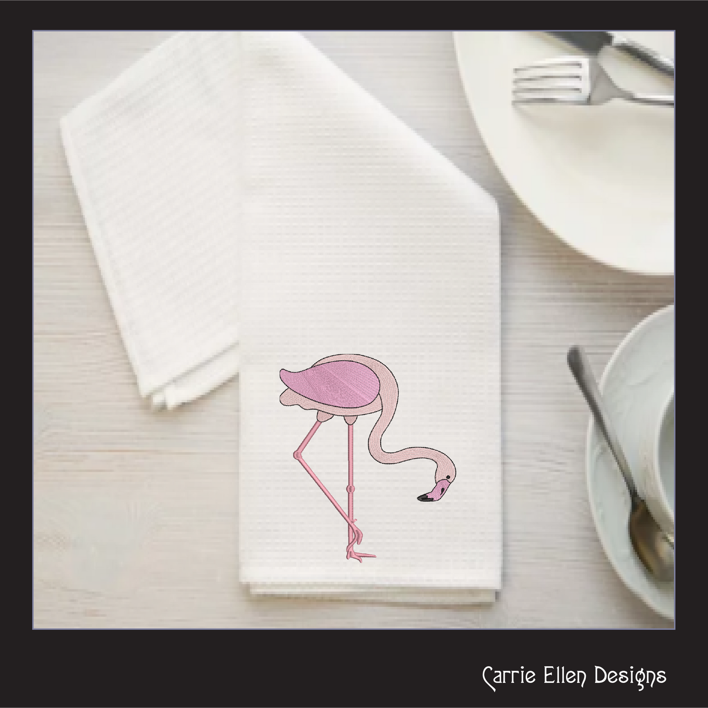 Flamingo Machine Embroidery Design – Whimsical Tropical Quirky Pink Bird, 6 Sizes (2498)