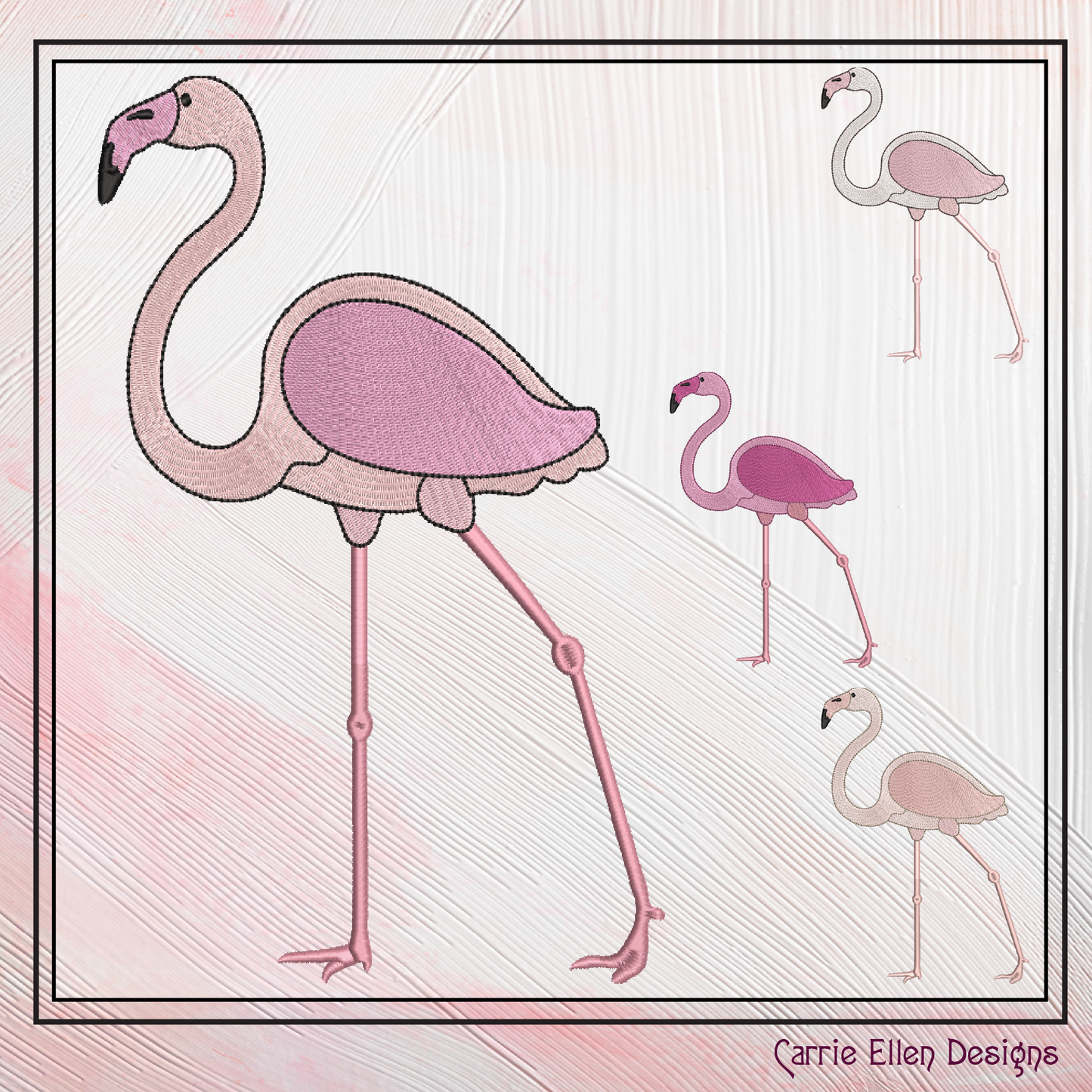Flamingo Machine Embroidery Design – Whimsical Tropical Quirky Pink Bird, 6 Sizes (2499)