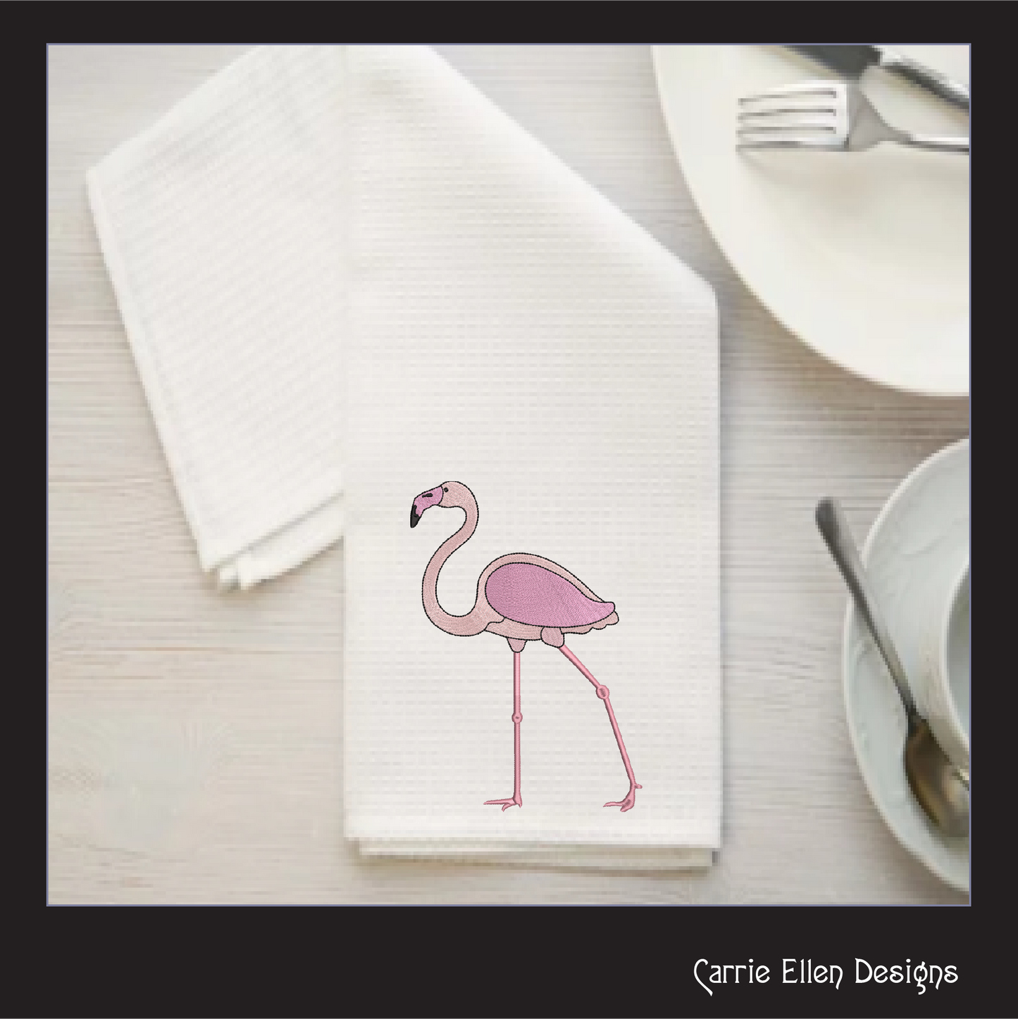 Flamingo Machine Embroidery Design – Whimsical Tropical Quirky Pink Bird, 6 Sizes (2499)