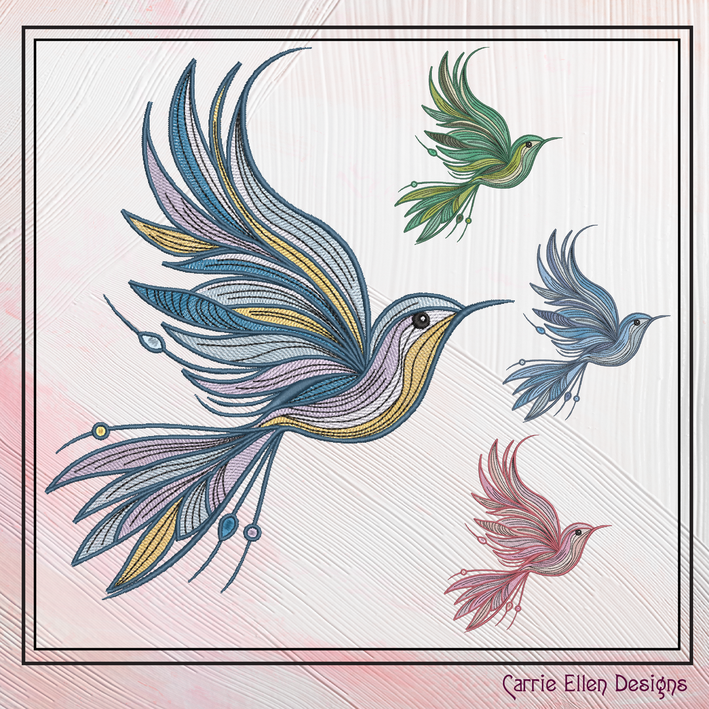 Dove Machine Embroidery Design – Artistic Bird in Flight Pattern, Universal Symbol of Peace, 6 Sizes (2502)