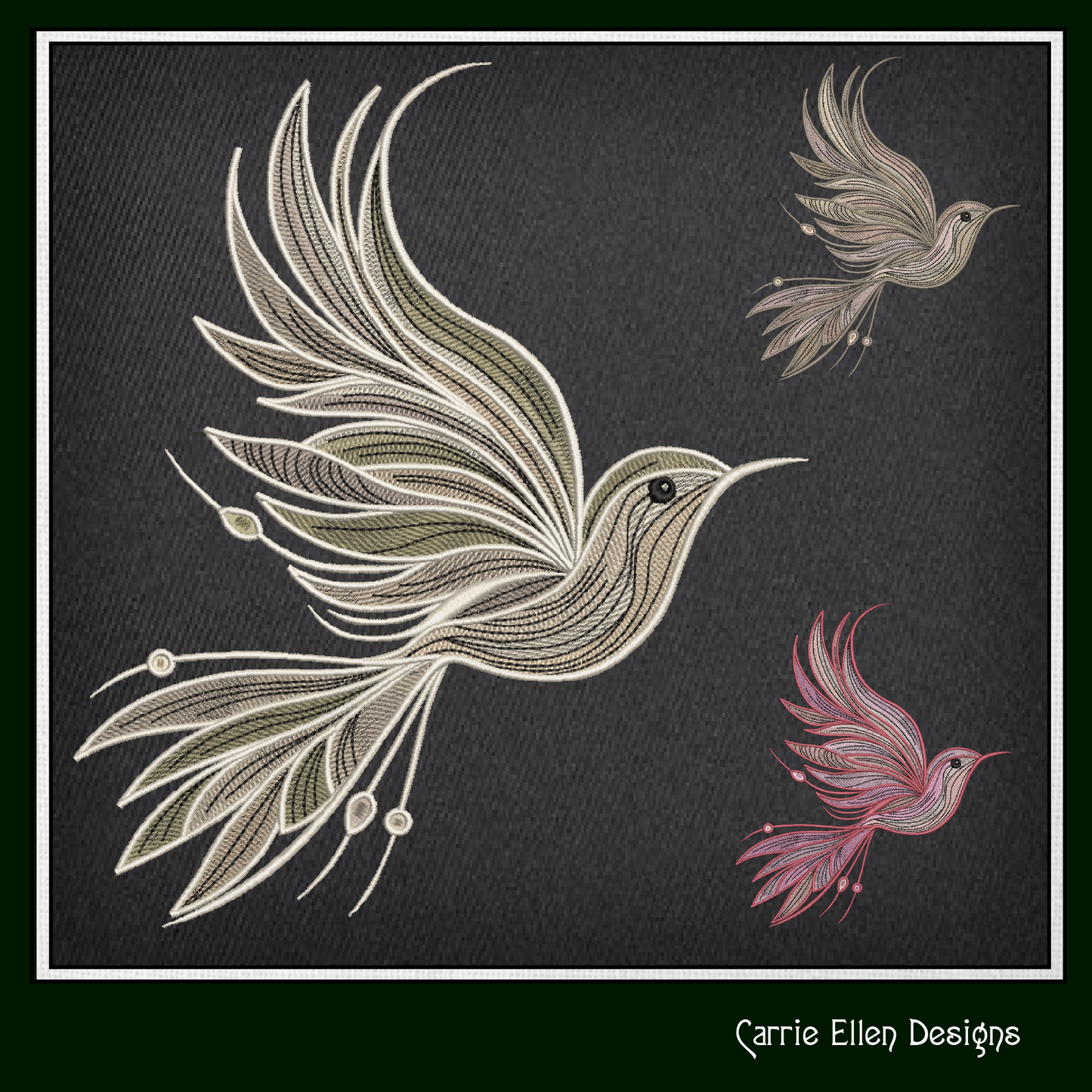 Dove Machine Embroidery Design – Artistic Bird in Flight Pattern, Universal Symbol of Peace, 6 Sizes (2502)