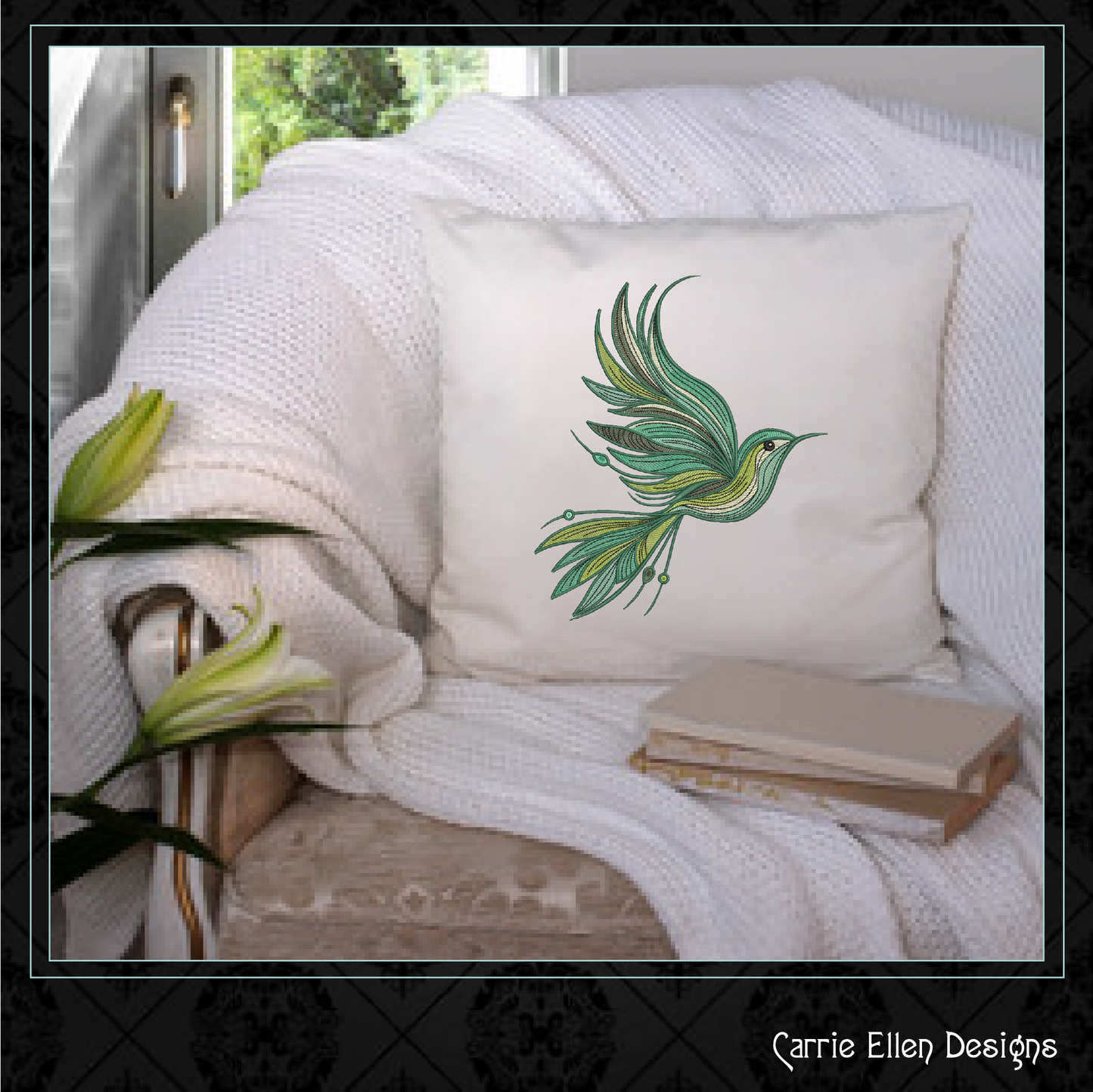 Dove Machine Embroidery Design – Artistic Bird in Flight Pattern, Universal Symbol of Peace, 6 Sizes (2502)