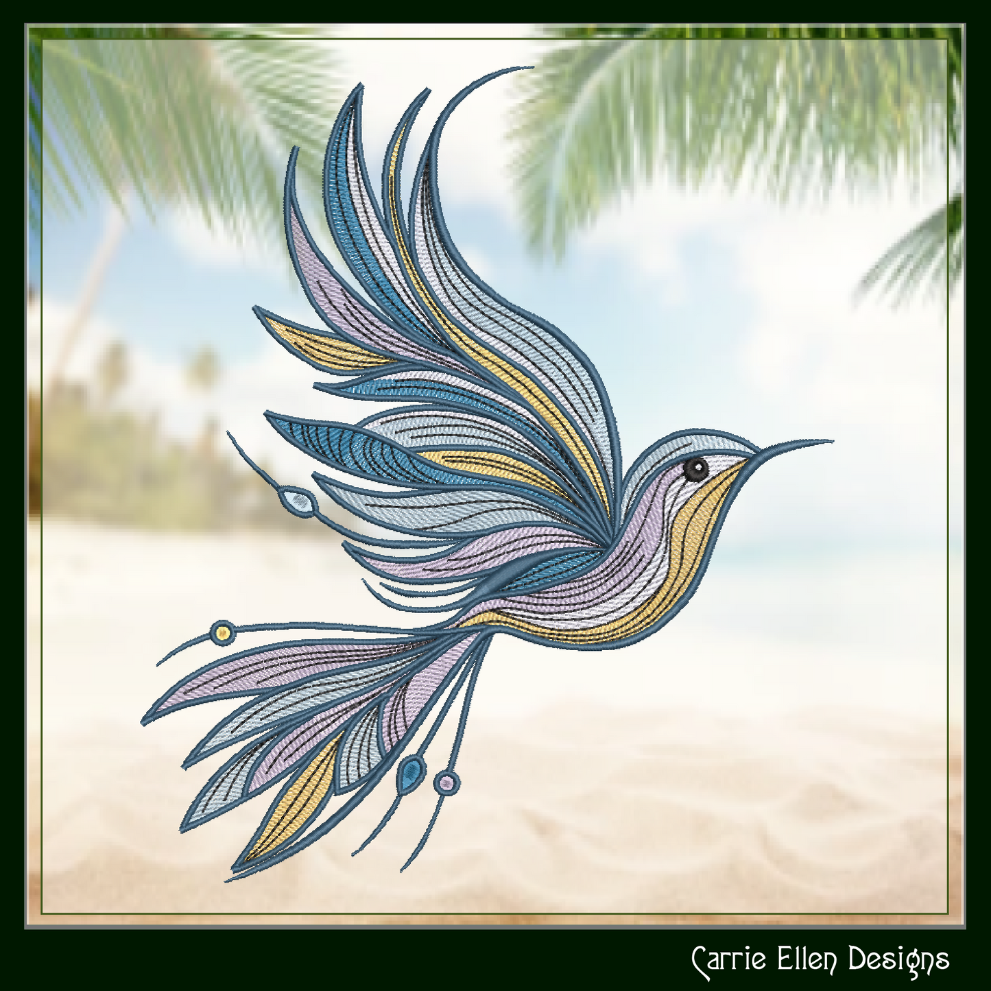 Dove Machine Embroidery Design – Artistic Bird in Flight Pattern, Universal Symbol of Peace, 6 Sizes (2502)