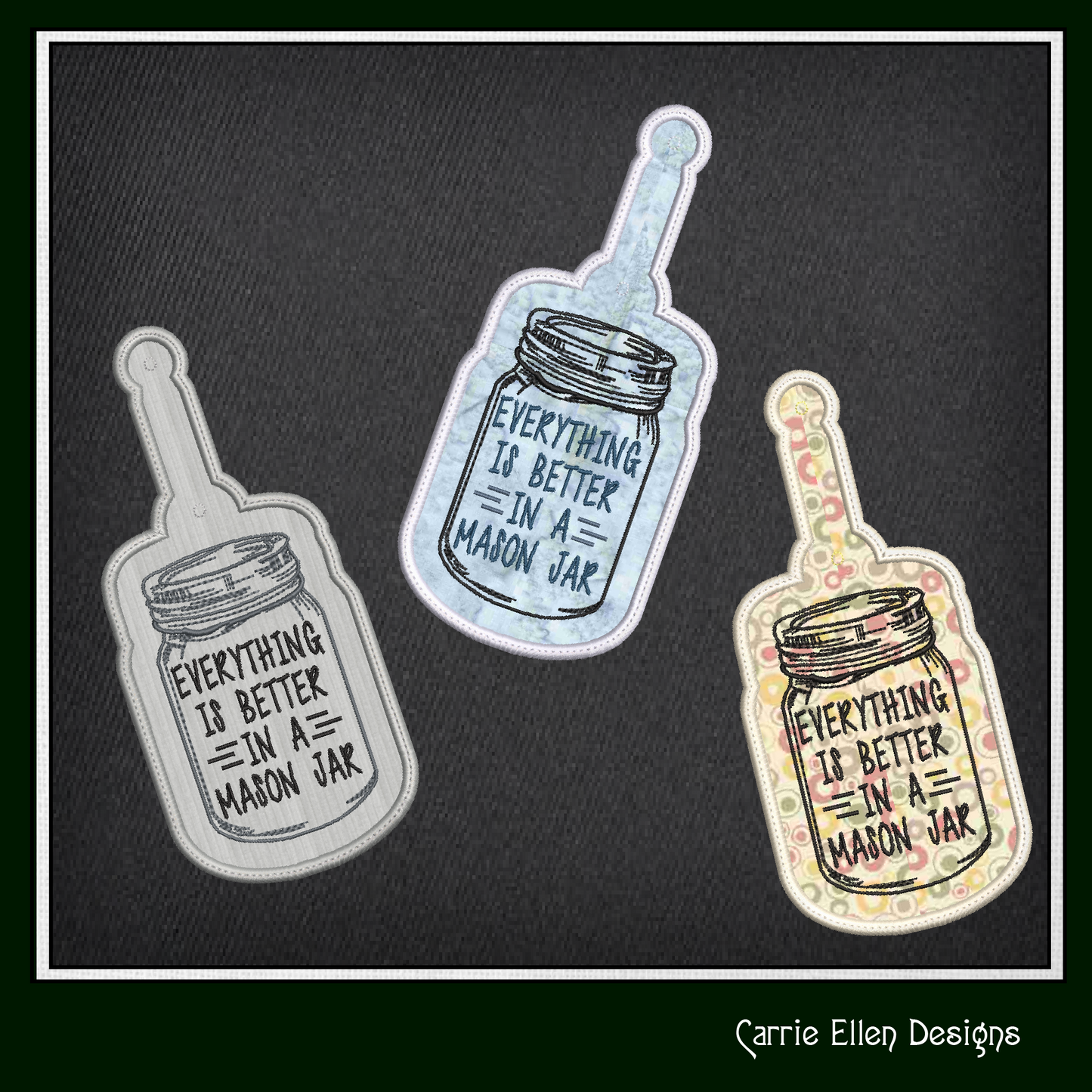 Everything is Better in a Mason Jar ITH Key Fob Embroidery Design | Fun Saying In-The-Hoop Gift Idea (2507)