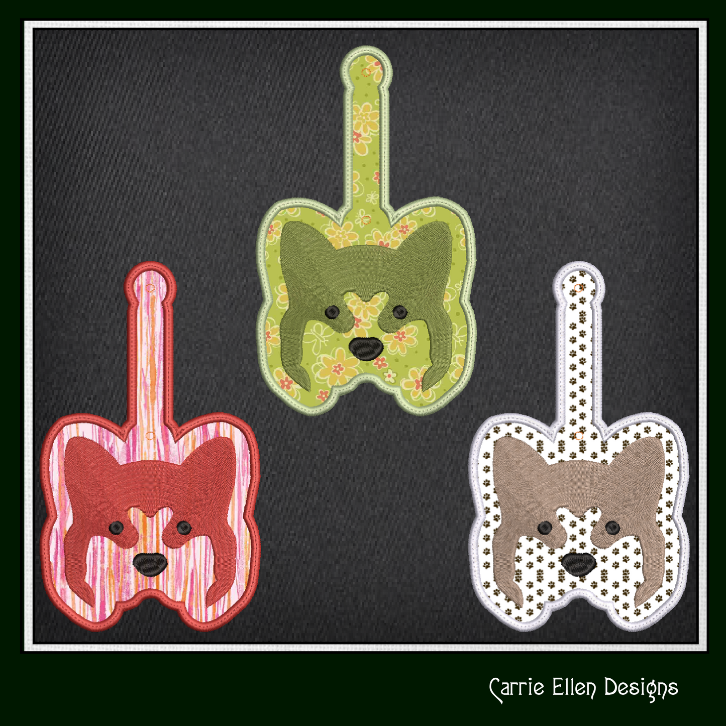 Dog ITH Key Fob Machine Embroidery Design | Fun Dog Face In-The-Hoop Animal Key Tag Project (2508)