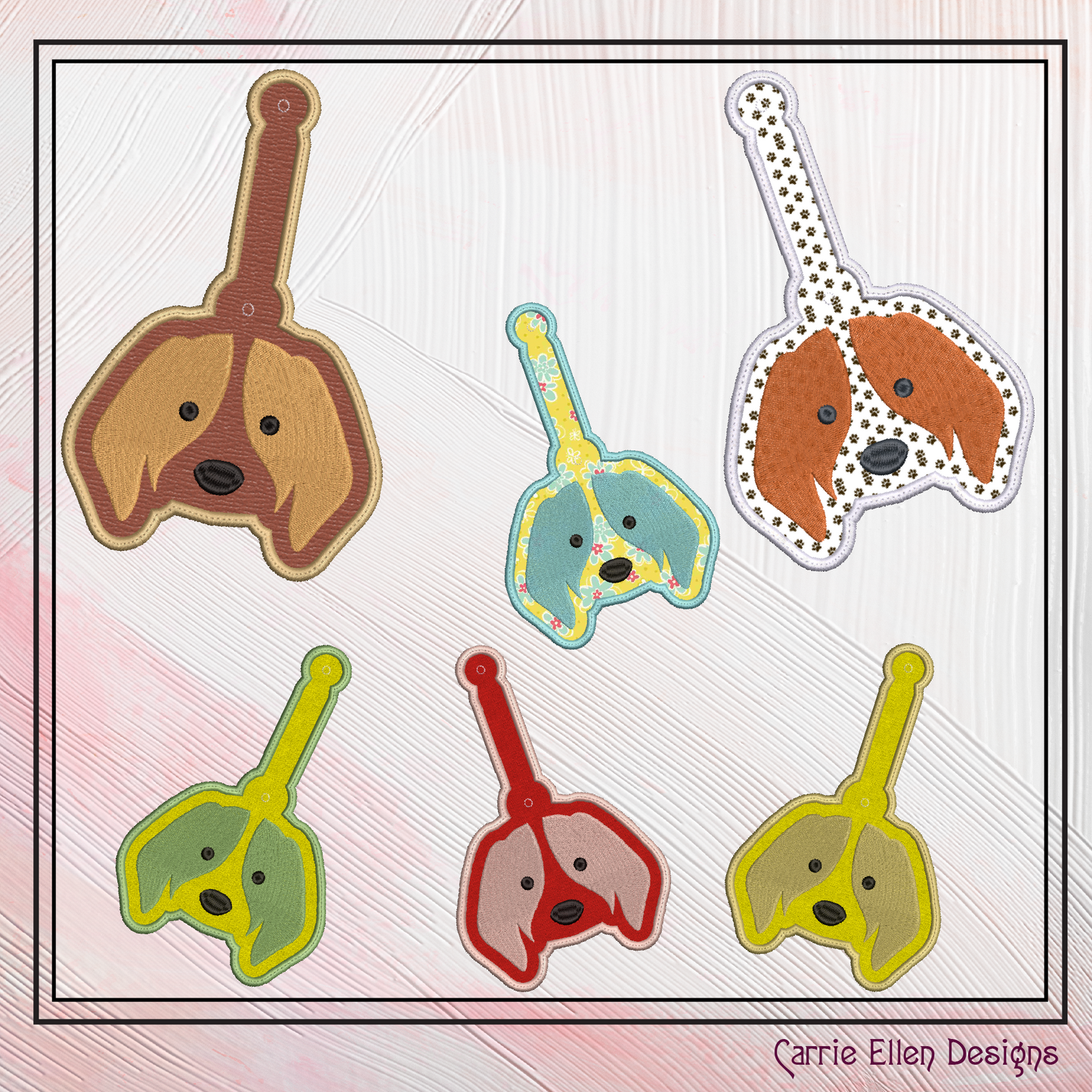 Dog ITH Key Fob Machine Embroidery Design | Fun Dog Face In-The-Hoop Animal Key Tag Project (2509)
