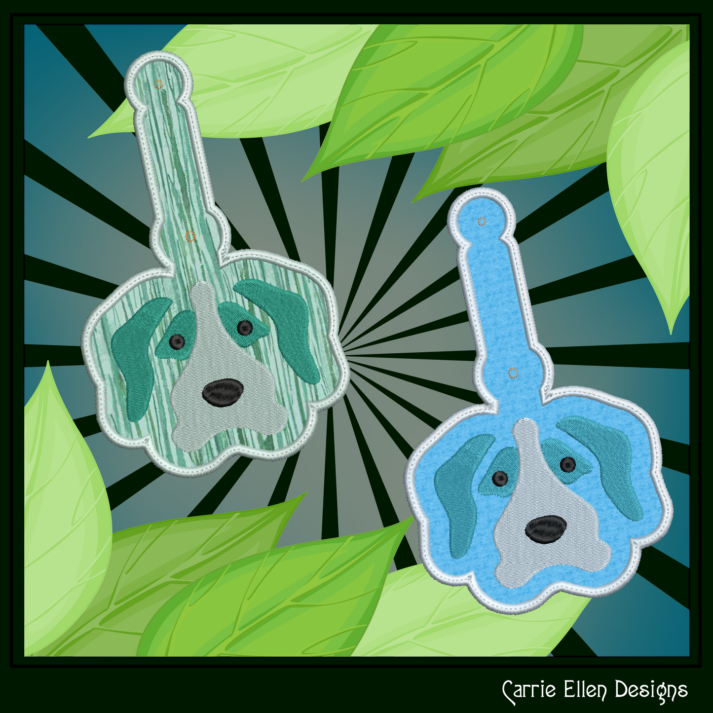 Dog ITH Key Fob Machine Embroidery Design | Fun Dog Face In-The-Hoop Animal Key Tag Project (2510)