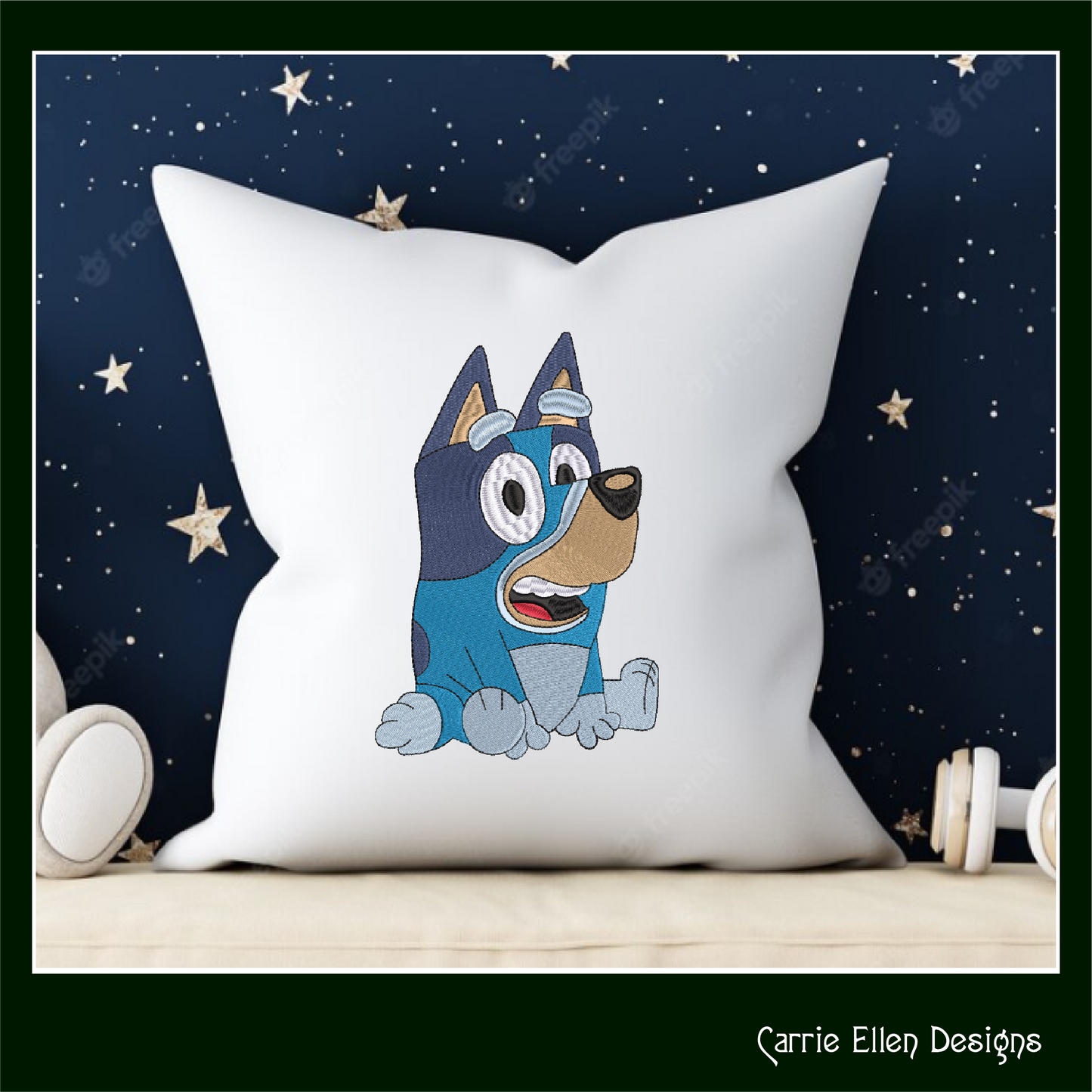 Bluey Sitting Machine Embroidery Design, Bluey Heeler Fandom Cartoon Character Embroidery Pattern, 6 sizes (2517)