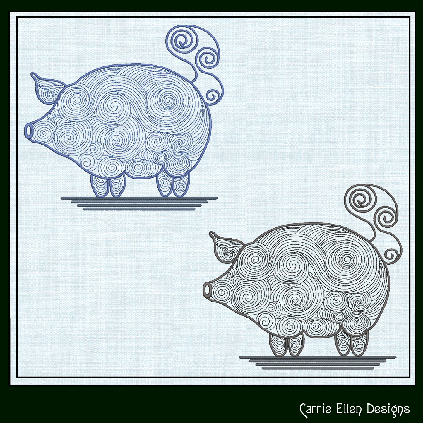 Artistic Pig Machine Embroidery Design, Artistic Pig Swirling Line Art Sketch Design, Farm Animals, 6 sizes (2530)