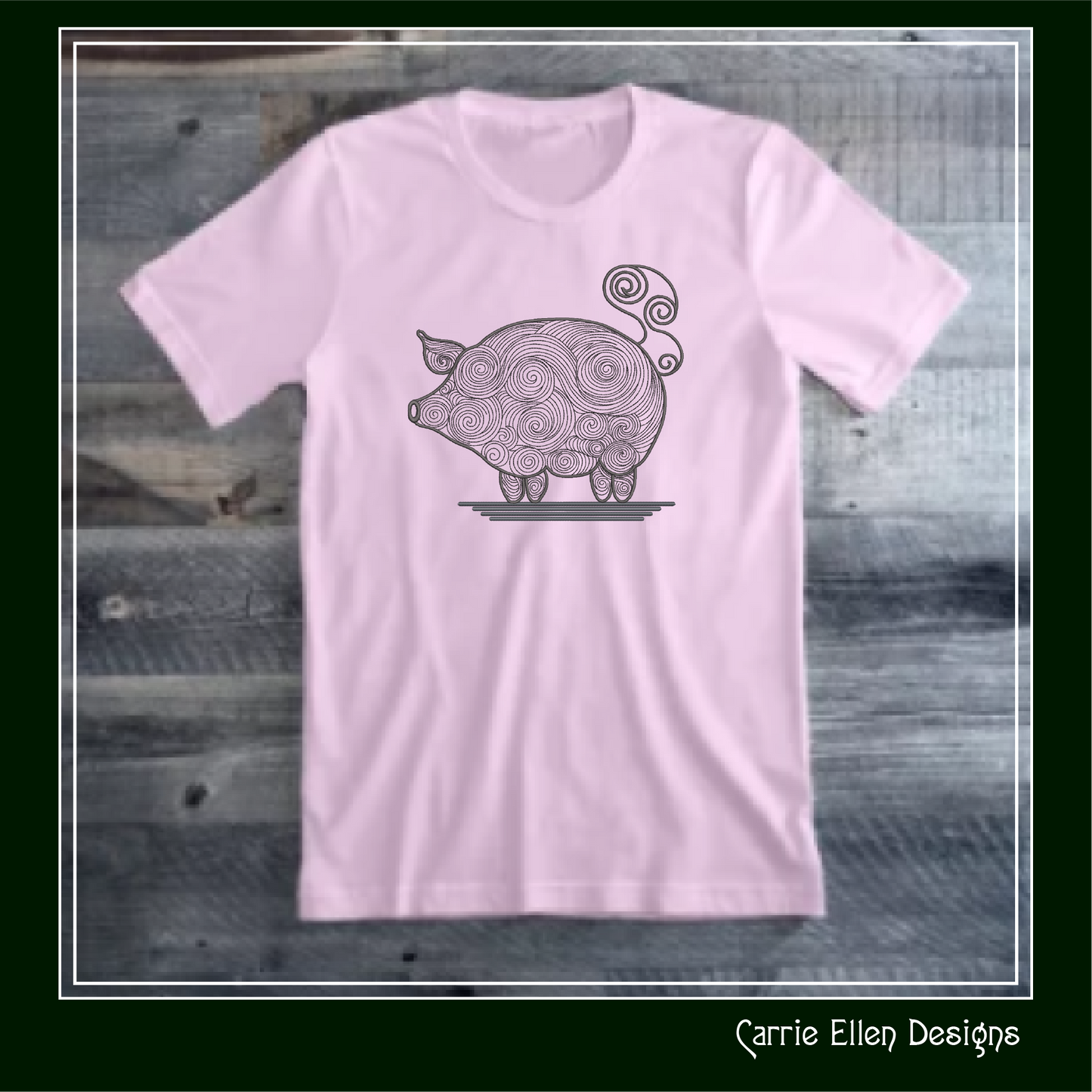 Artistic Pig Machine Embroidery Design, Artistic Pig Swirling Line Art Sketch Design, Farm Animals, 6 sizes (2530)