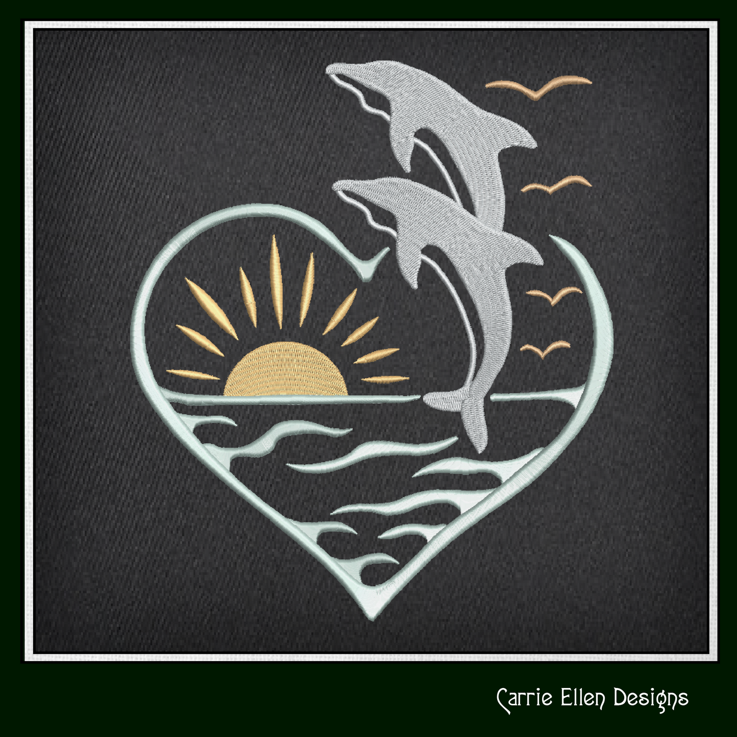 Dolphin Machine Embroidery Design, Bottlenose Dolphin Pattern, Jumping Bottlenose Dolphin with Sunset Design, 6 Sizes (2533)