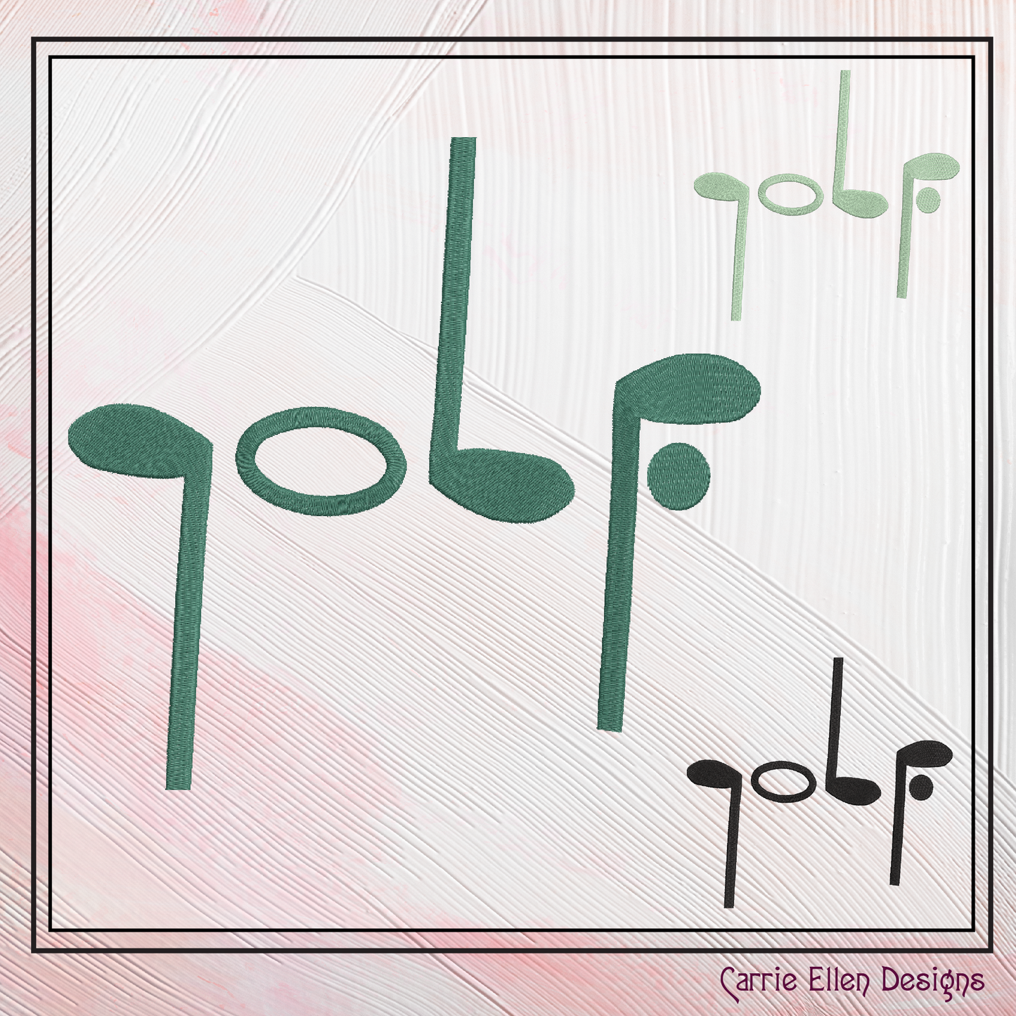 Golf Club Text Machine Embroidery Design, Golf Sport Embroidery Club Silhouette, 6 Sizes (2535)