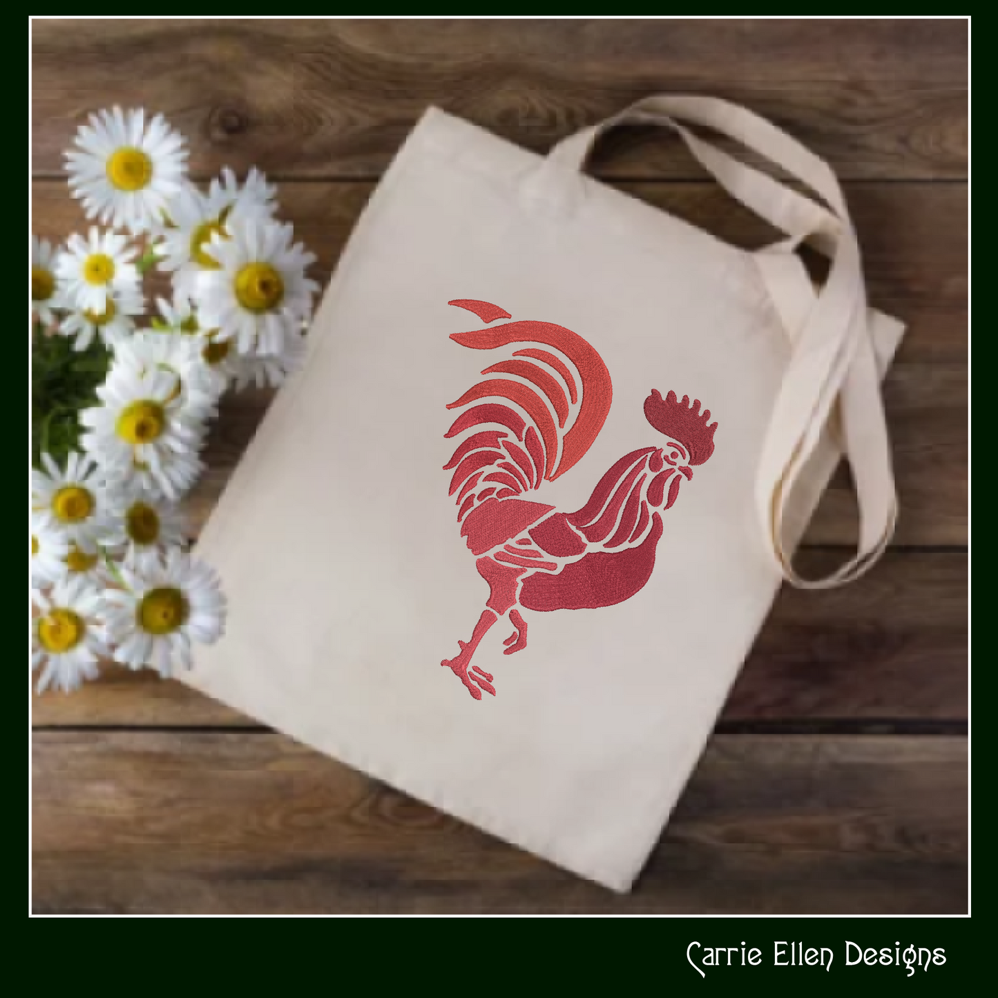 Rooster Machine Embroidery Design. Rooster Stencil Design, Bird Embroidery Pattern, Farm Animal Design, 6 Sizes (2536)