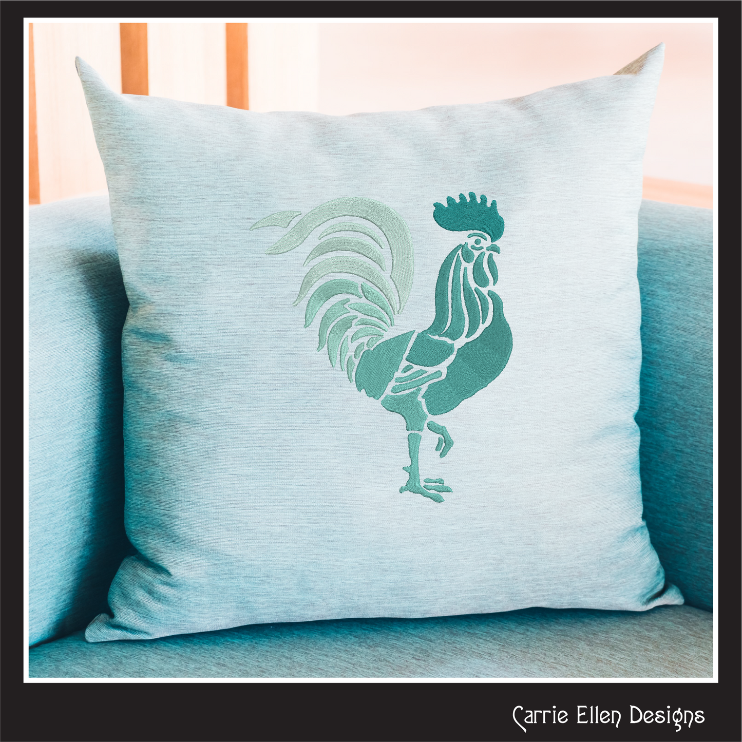 Rooster Machine Embroidery Design. Rooster Stencil Design, Bird Embroidery Pattern, Farm Animal Design, 6 Sizes (2536)