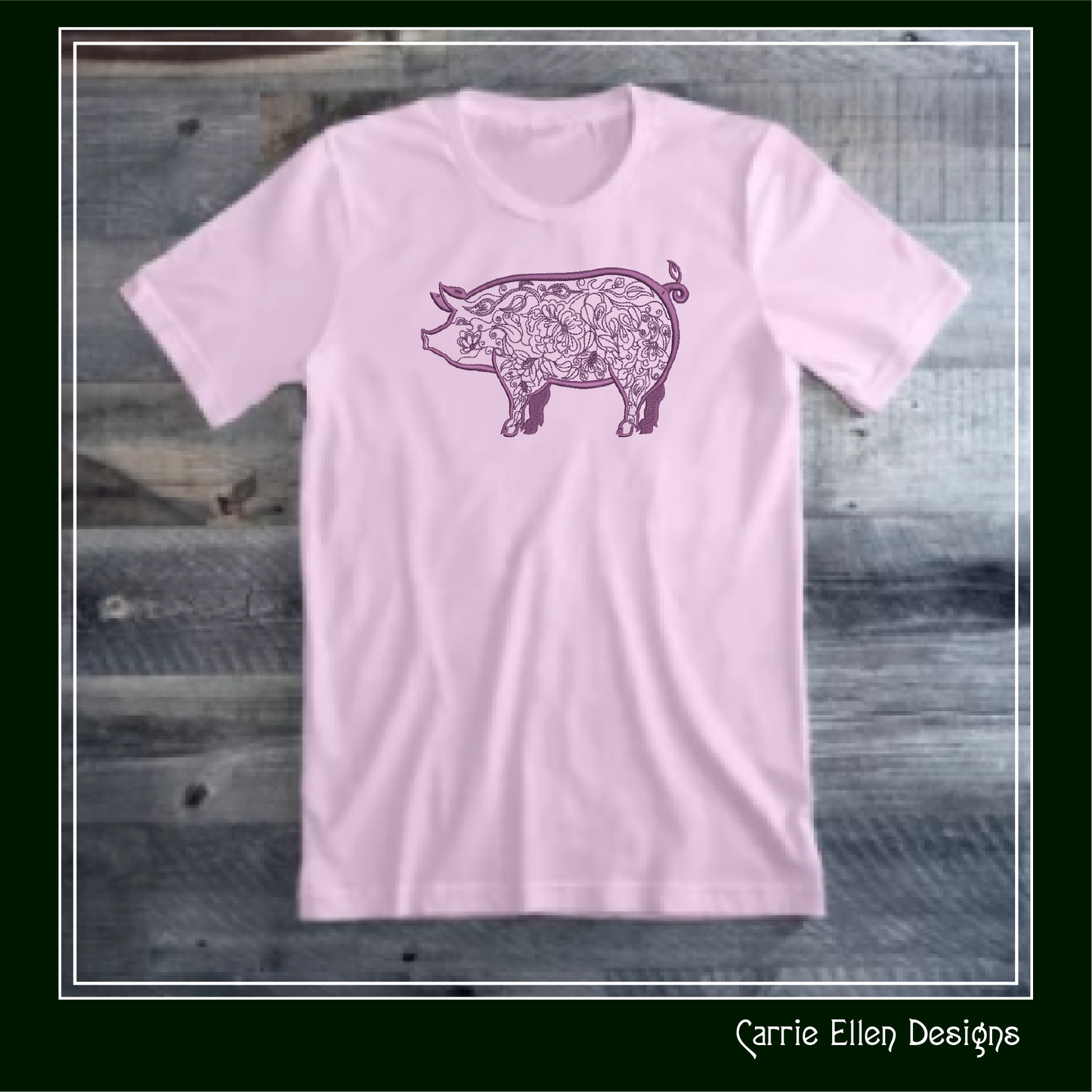 Artistic Floral Pig Machine Embroidery Design, Artistic Pig Line Art Sketch Design, Farm Animals, 6 sizes (2548)