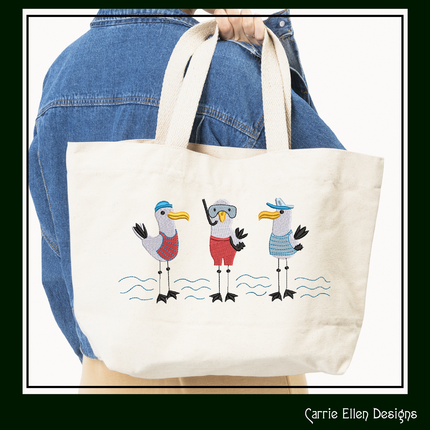 Seagull Machine Embroidery Design, Pirate Birds Embroidery Pattern, Seagull Pirate Beach Design, 6 Sizes (2577)