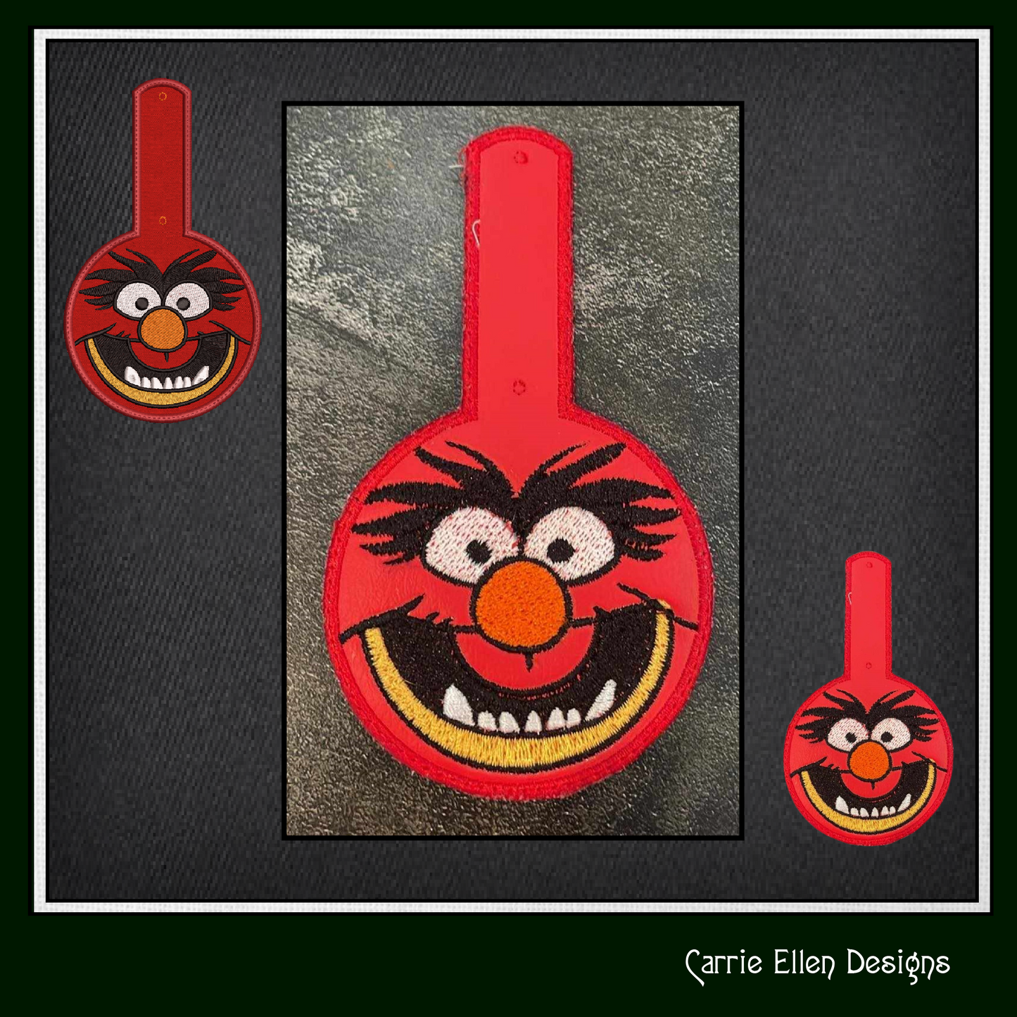 Animal ITH Key Fob Machine Embroidery Design | Fan Favorite Muppet In-The-Hoop Key Tag (2581)