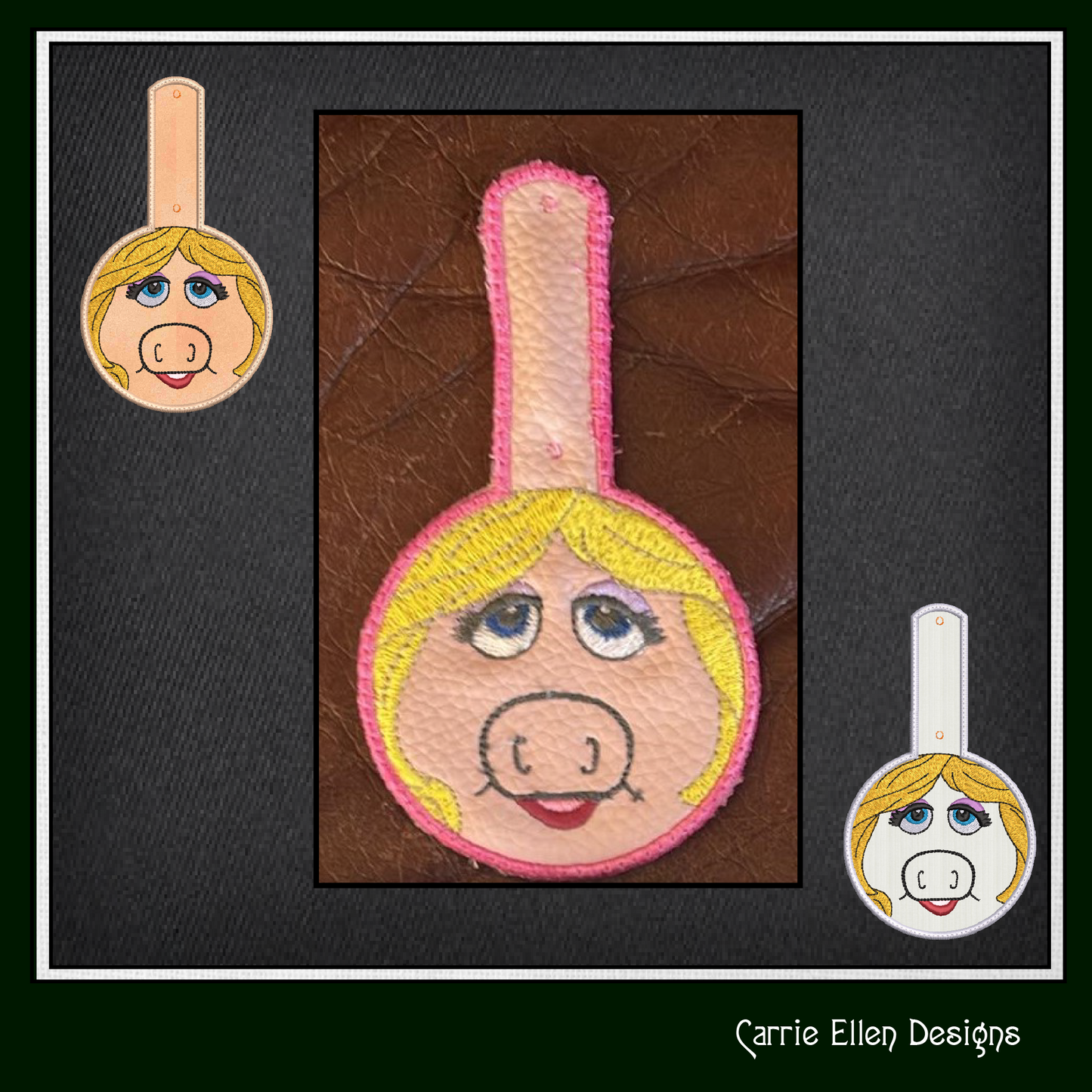 Muppet ITH Key Fob Machine Embroidery Design Bundle | 3 Individual Fan Favorite Designs In-The-Hoop Key Tag Designs (2616)