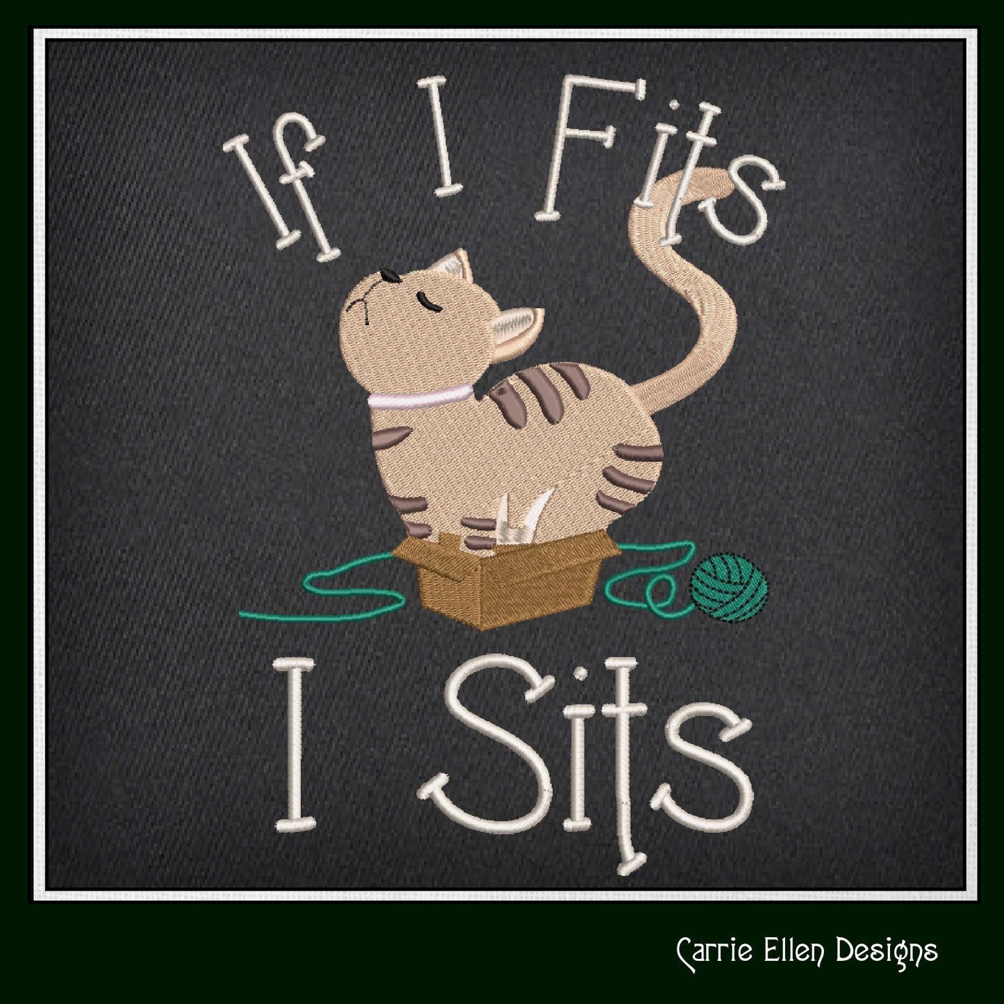 Silly Cat Machine Embroidery Saying, If I Fits I Sits Embroidery Design, Bad Cat Funny Quotes and Sayings, 6 Sizes (2615)