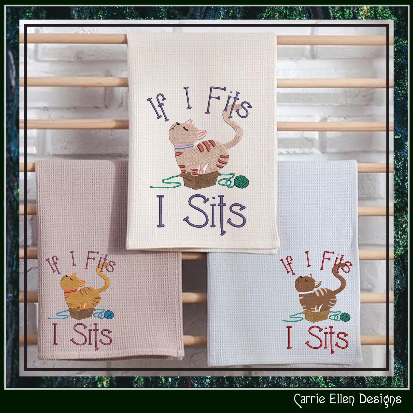 Silly Cat Machine Embroidery Saying, If I Fits I Sits Embroidery Design, Bad Cat Funny Quotes and Sayings, 6 Sizes (2615)
