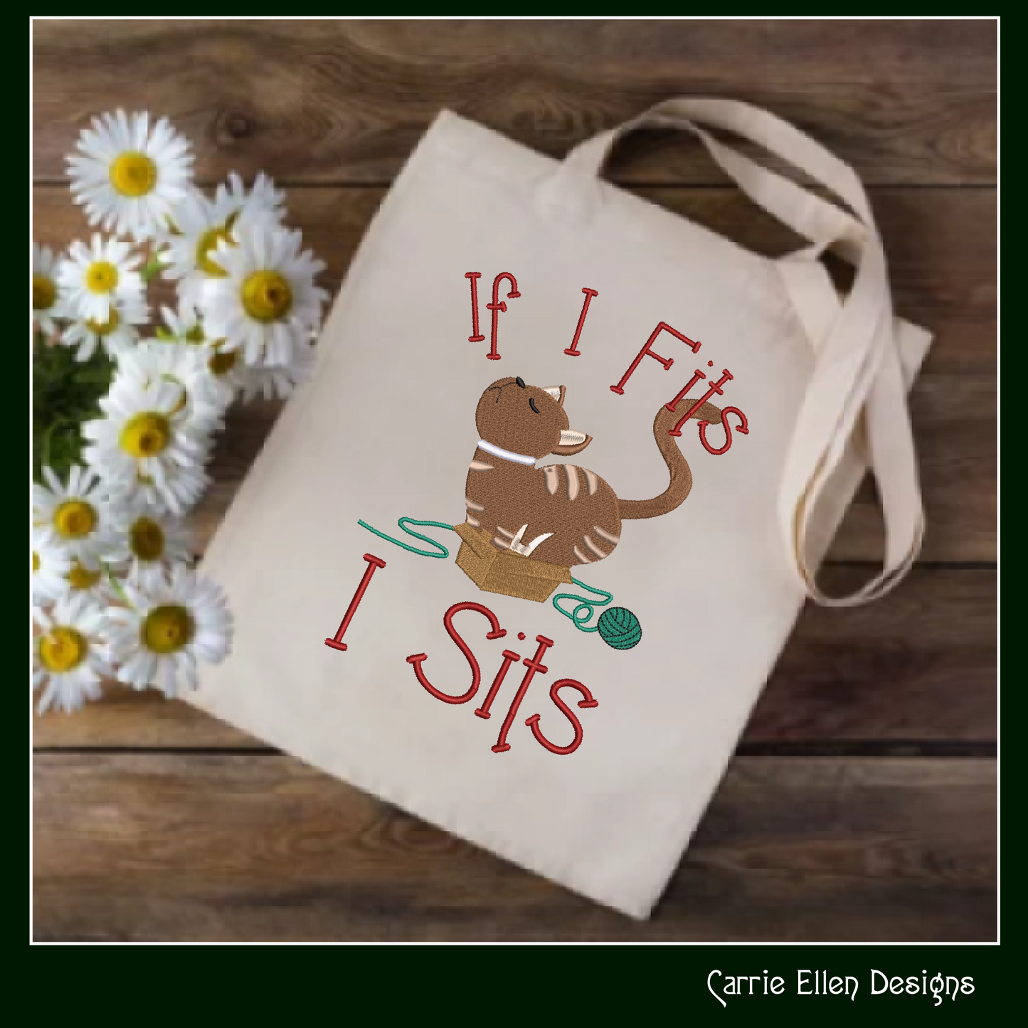 Silly Cat Machine Embroidery Saying, If I Fits I Sits Embroidery Design, Bad Cat Funny Quotes and Sayings, 6 Sizes (2615)