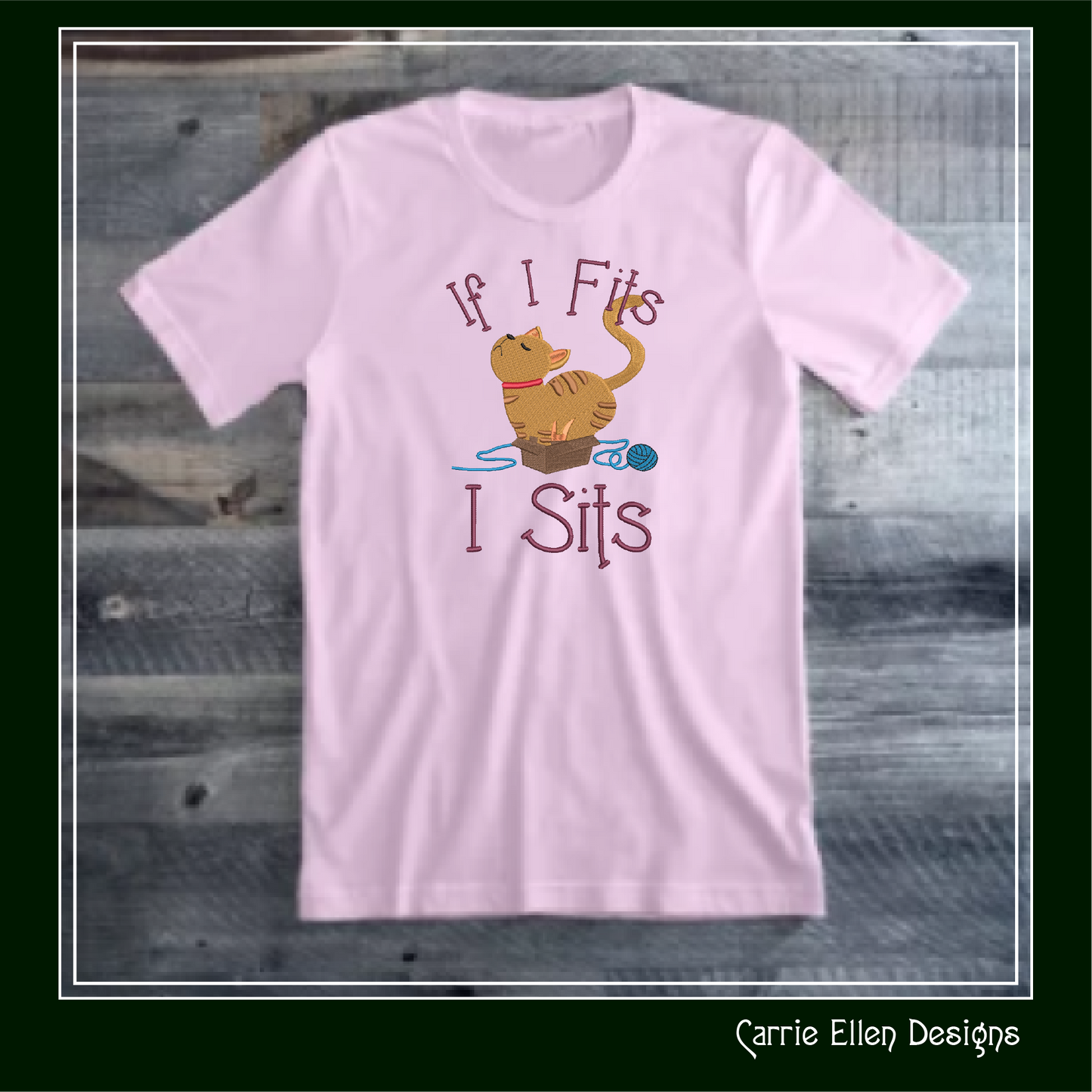 Silly Cat Machine Embroidery Saying, If I Fits I Sits Embroidery Design, Bad Cat Funny Quotes and Sayings, 6 Sizes (2615)