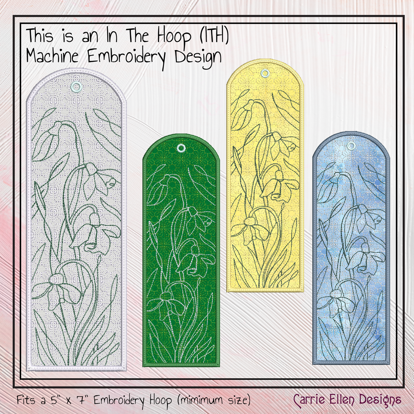 Floral Lace ITH Bookmark Machine Embroidery Design – In The Hoop Lace Bookmark Pattern (2622)