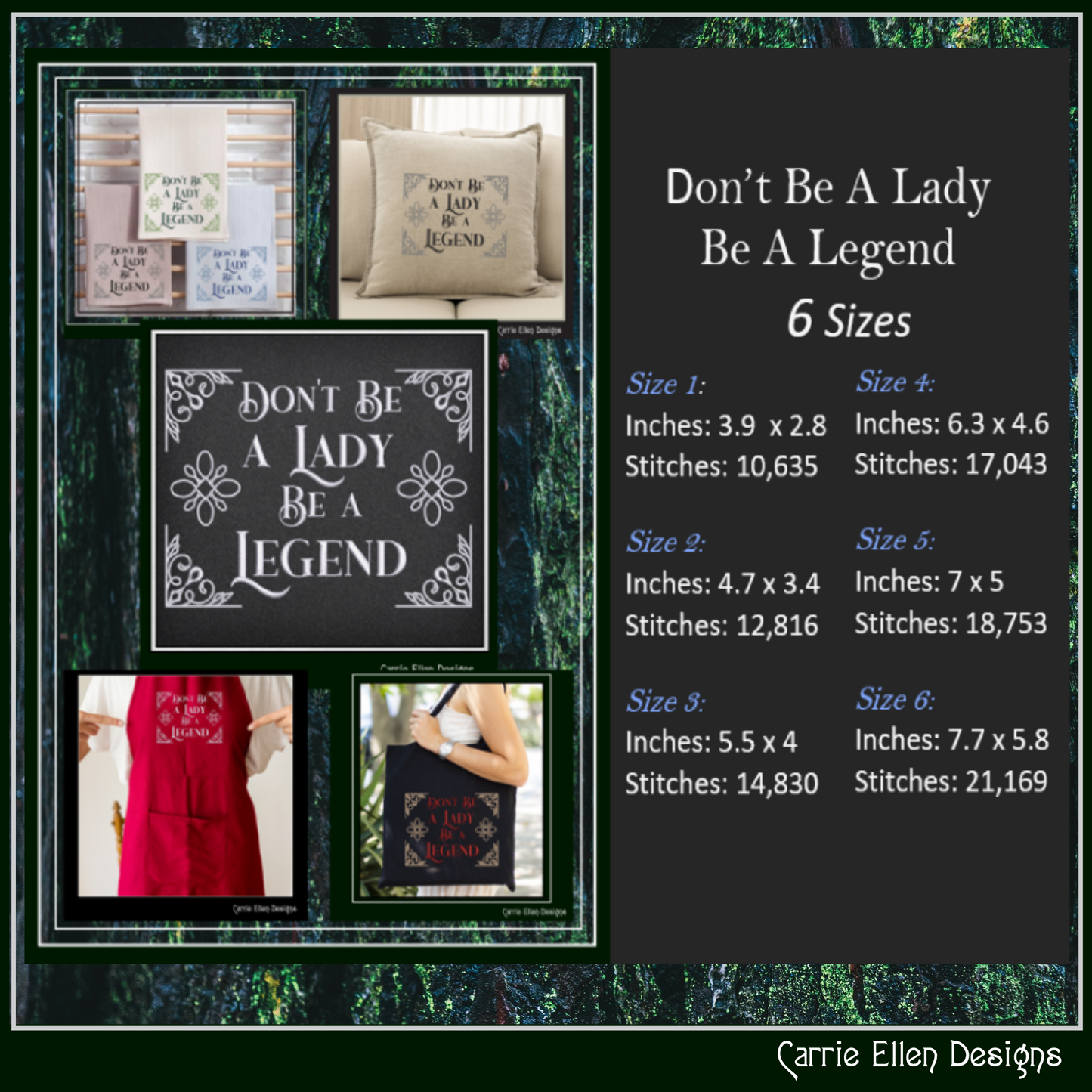 Don’t Be a Lady, Be a Legend – Empowering Machine Embroidery Design Saying | 6 Sizes (2623)