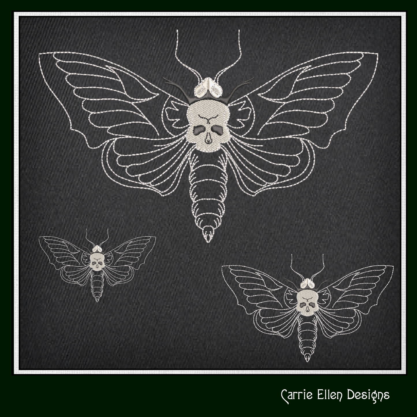 Death Moth Machine Embroidery Design – Gothic Skull Moth Pattern, Dark Aesthetic Stitch File, 6 Sizes (2624)