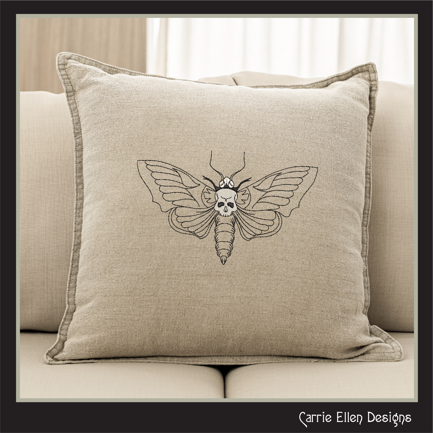 Death Moth Machine Embroidery Design – Gothic Skull Moth Pattern, Dark Aesthetic Stitch File, 6 Sizes (2624)