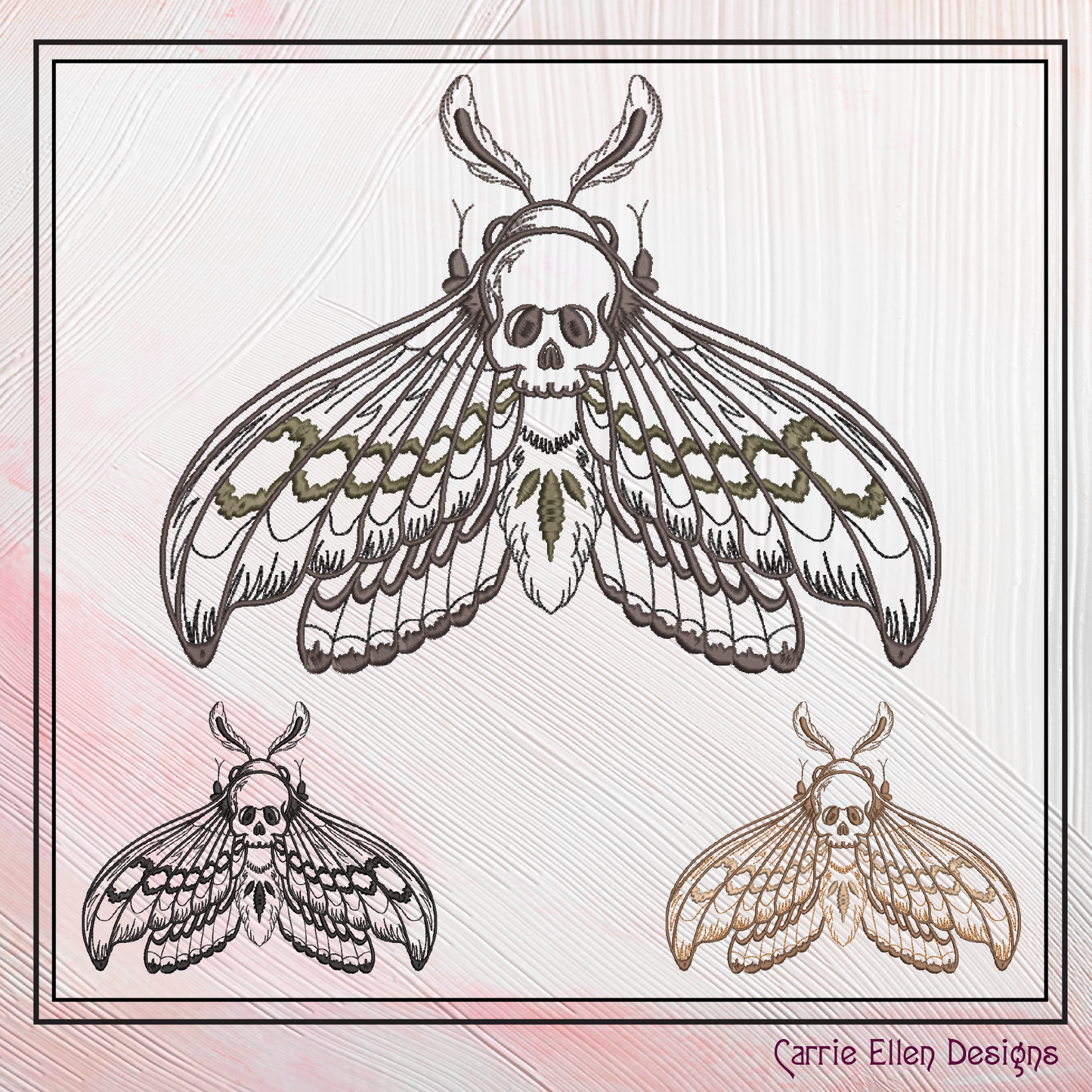Skull Moth Machine Embroidery Design – Gothic Skull Moth Pattern, Dark Aesthetic Stitch File, 6 Sizes (2633)