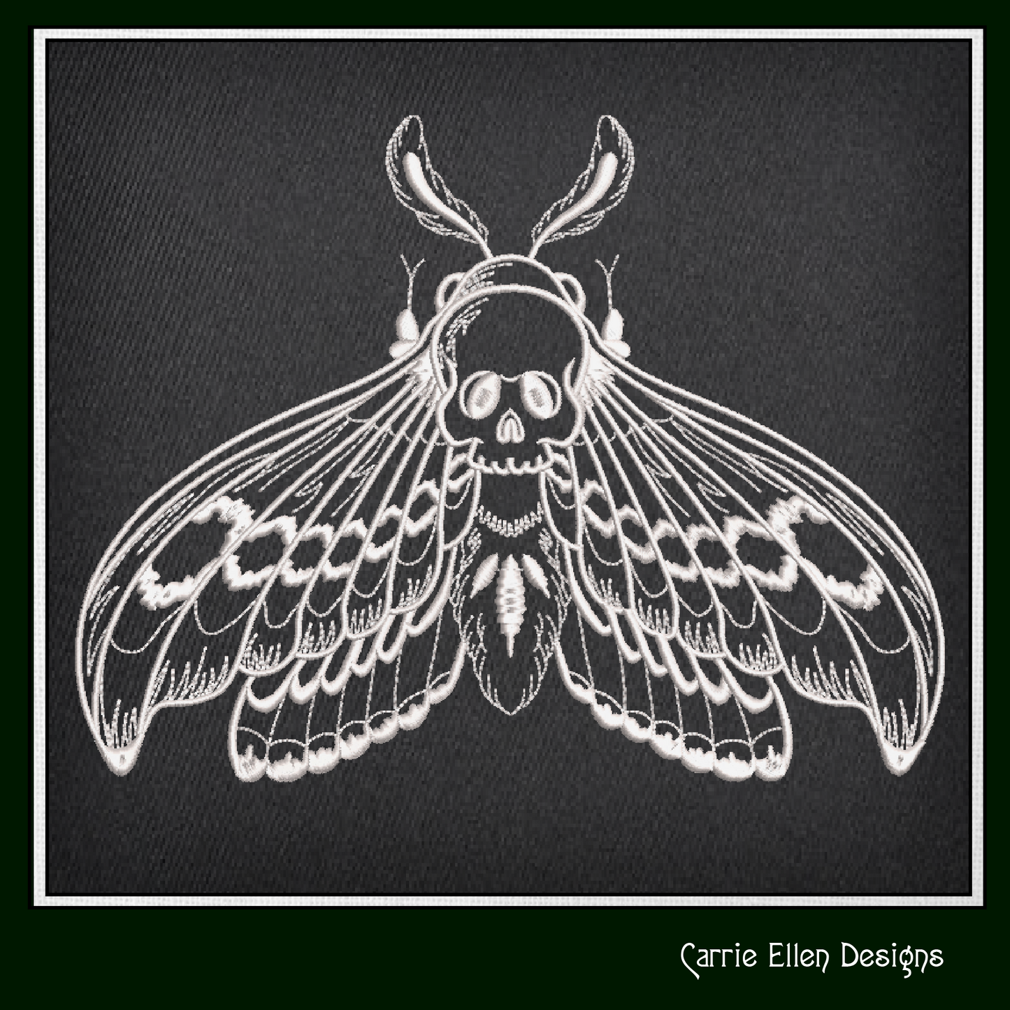 Skull Moth Machine Embroidery Design – Gothic Skull Moth Pattern, Dark Aesthetic Stitch File, 6 Sizes (2633)