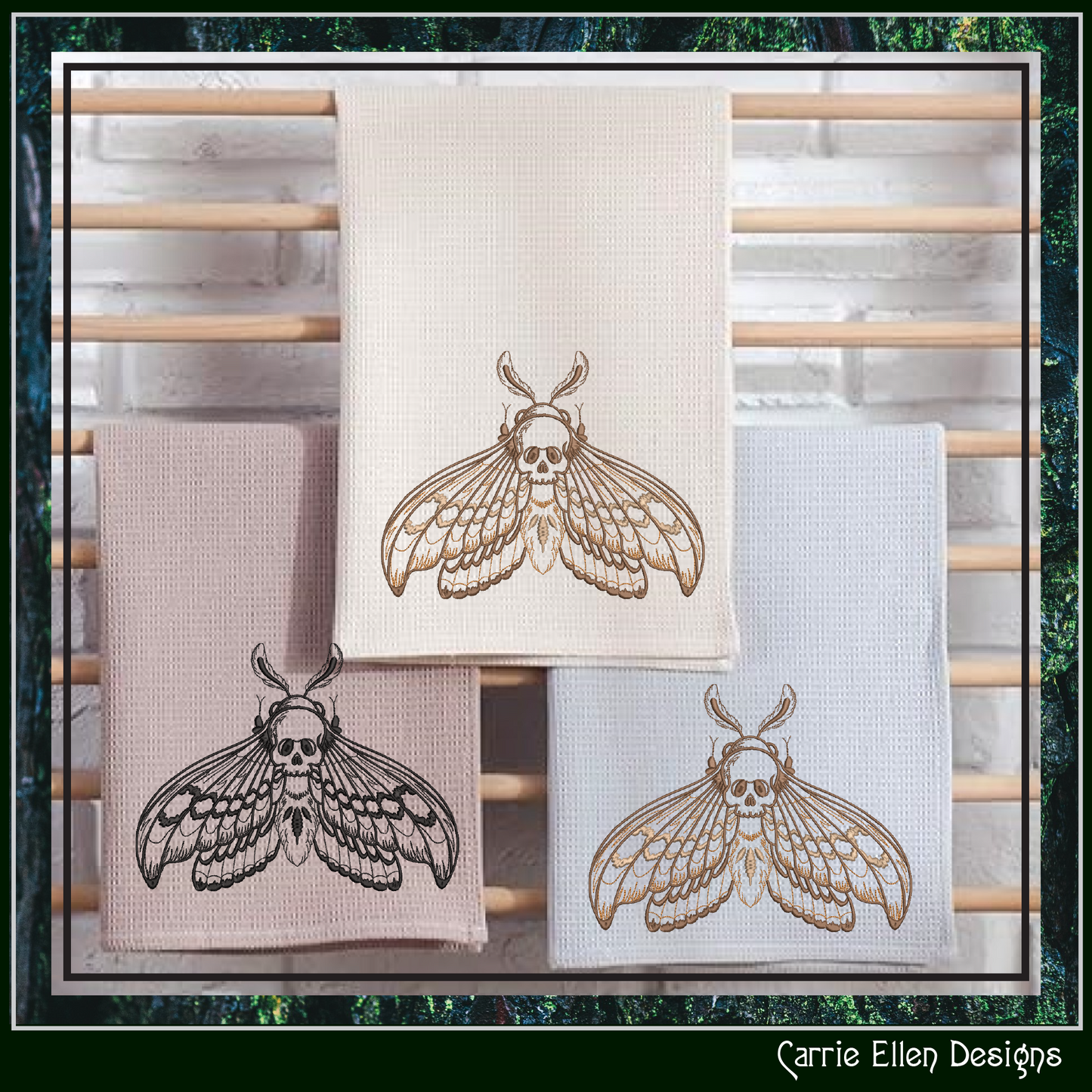 Skull Moth Machine Embroidery Design – Gothic Skull Moth Pattern, Dark Aesthetic Stitch File, 6 Sizes (2633)