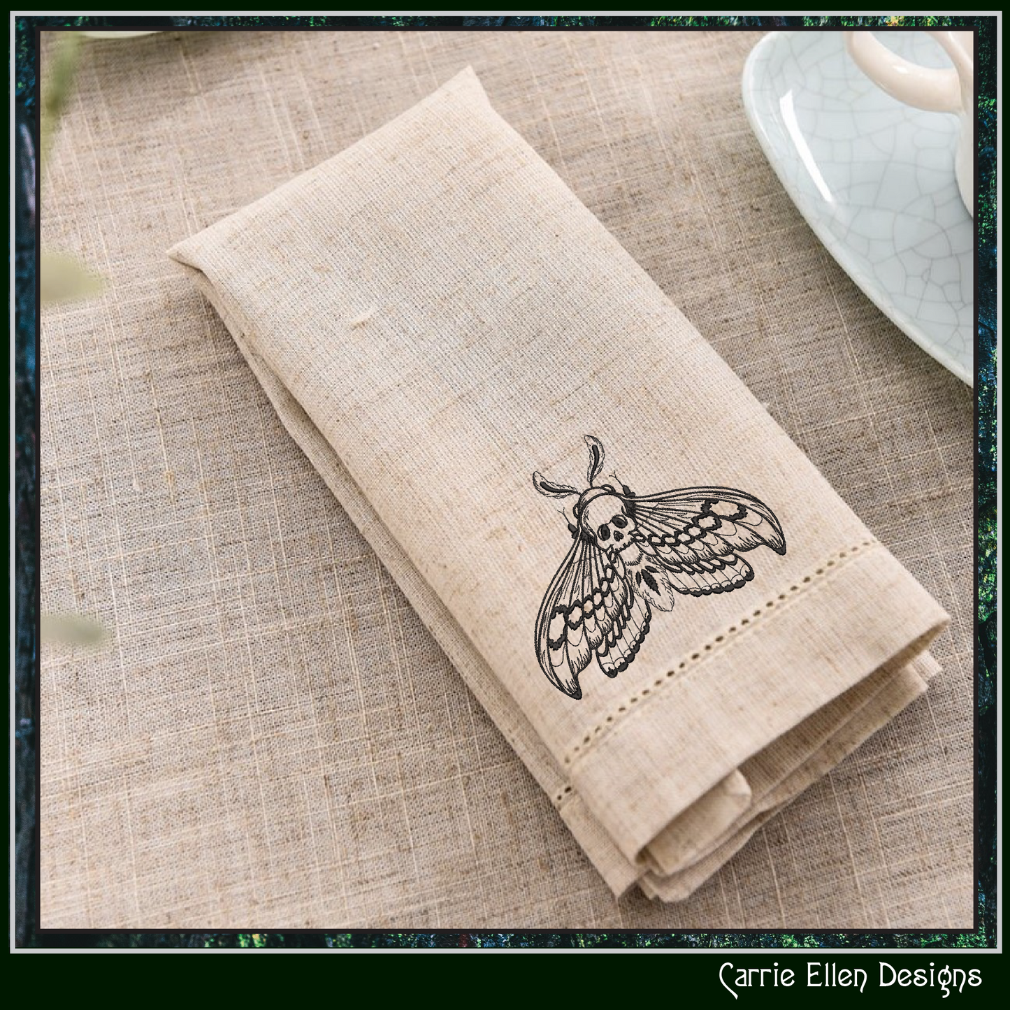 Skull Moth Machine Embroidery Design – Gothic Skull Moth Pattern, Dark Aesthetic Stitch File, 6 Sizes (2633)