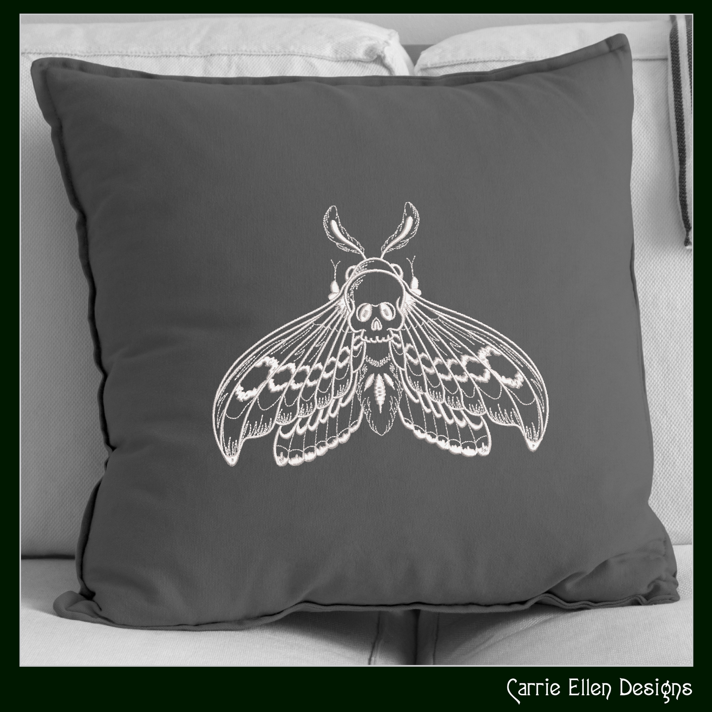 Skull Moth Machine Embroidery Design – Gothic Skull Moth Pattern, Dark Aesthetic Stitch File, 6 Sizes (2633)