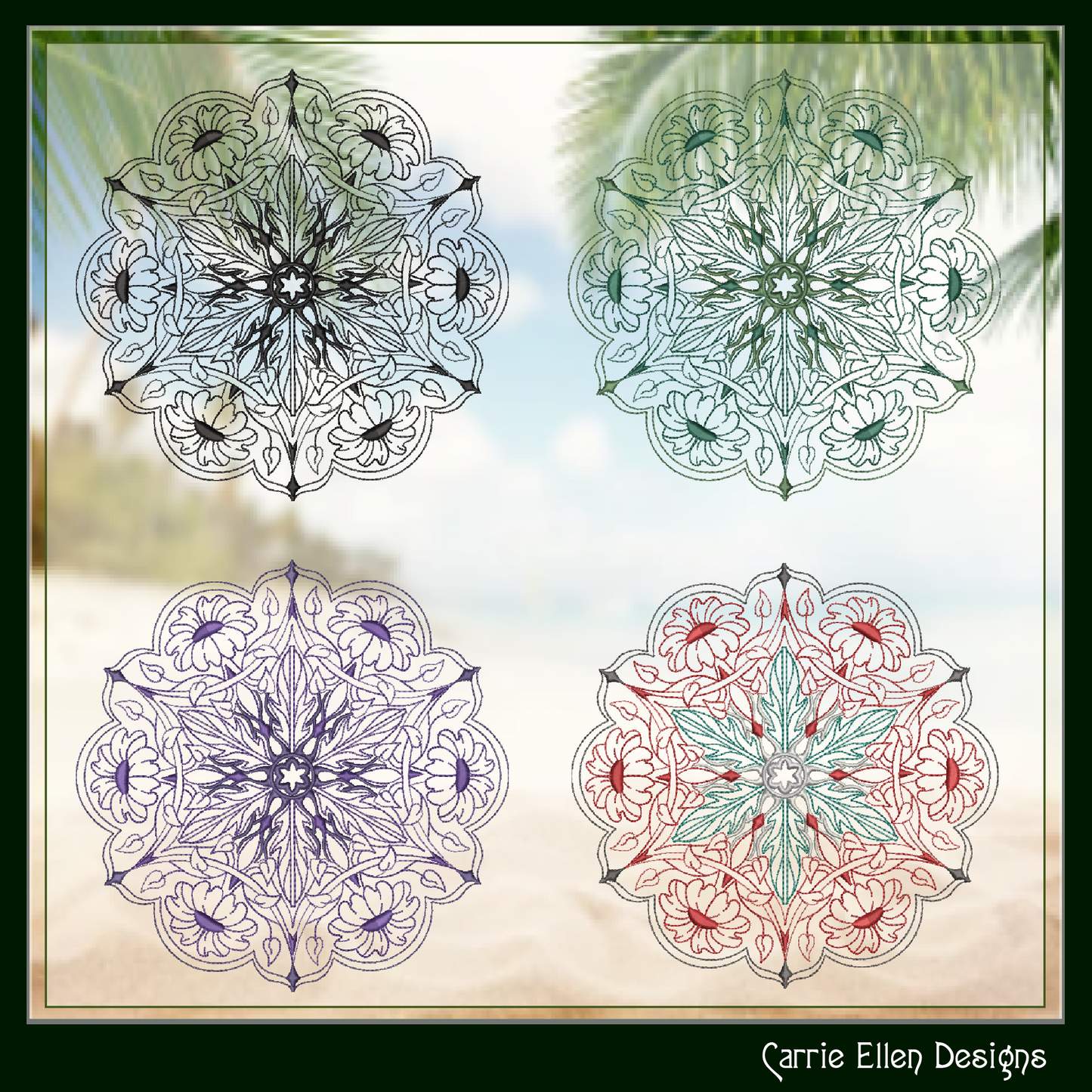 Floral Mandala Machine Embroidery Design | Artistic Symbolism Stitch Pattern, 6 Sizes (2634)
