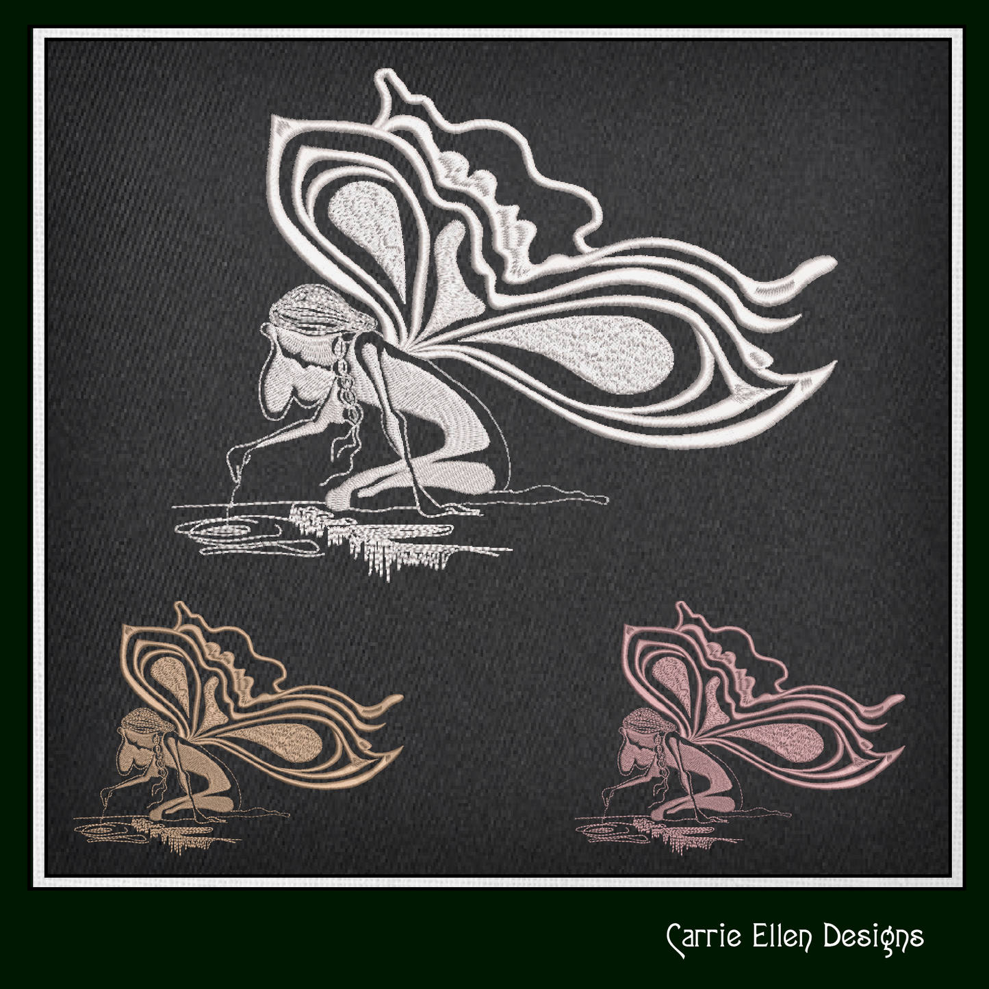Fairy with Butterfly Wings Artistic Machine Embroidery Design | Fantasy Embroidery Pattern, 6 Sizes (2636)