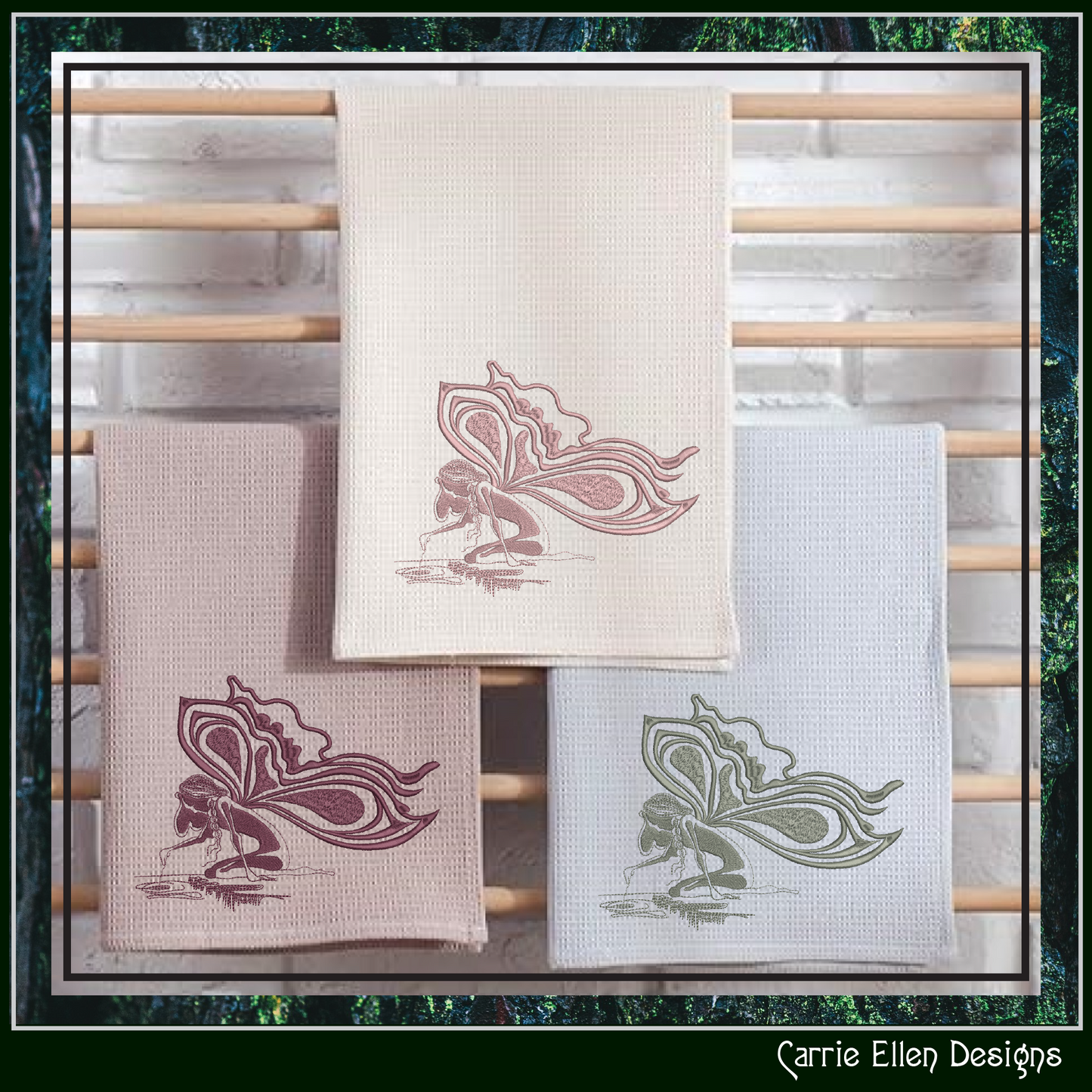 Fairy with Butterfly Wings Artistic Machine Embroidery Design | Fantasy Embroidery Pattern, 6 Sizes (2636)