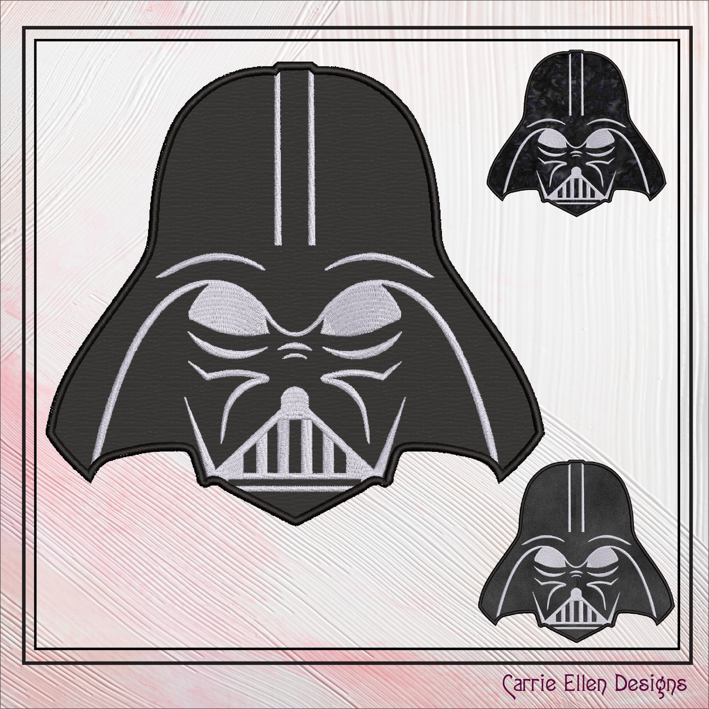 Darth Vader Helmet Applique Machine Embroidery Design – Star Wars Inspired Applique Pattern, 6 Sizes (2639)
