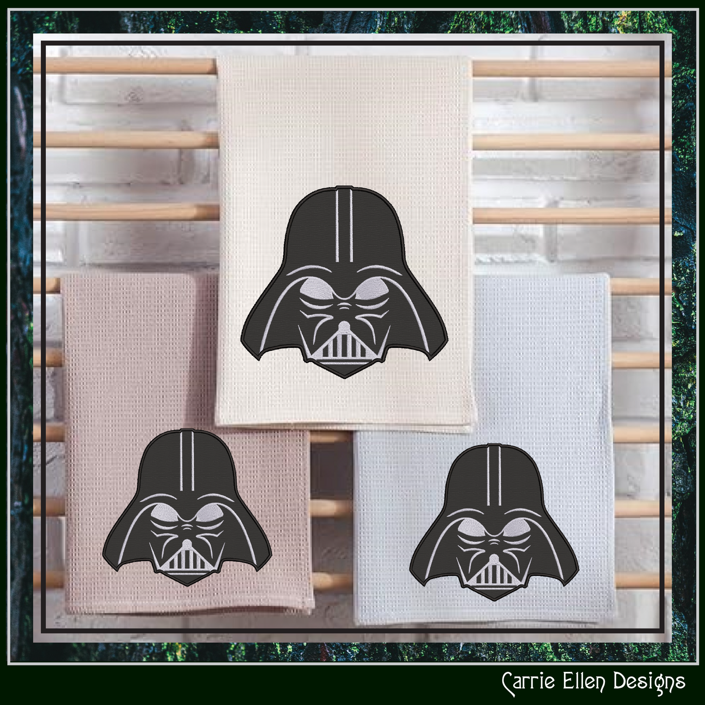 Darth Vader Helmet Applique Machine Embroidery Design – Star Wars Inspired Applique Pattern, 6 Sizes (2639)