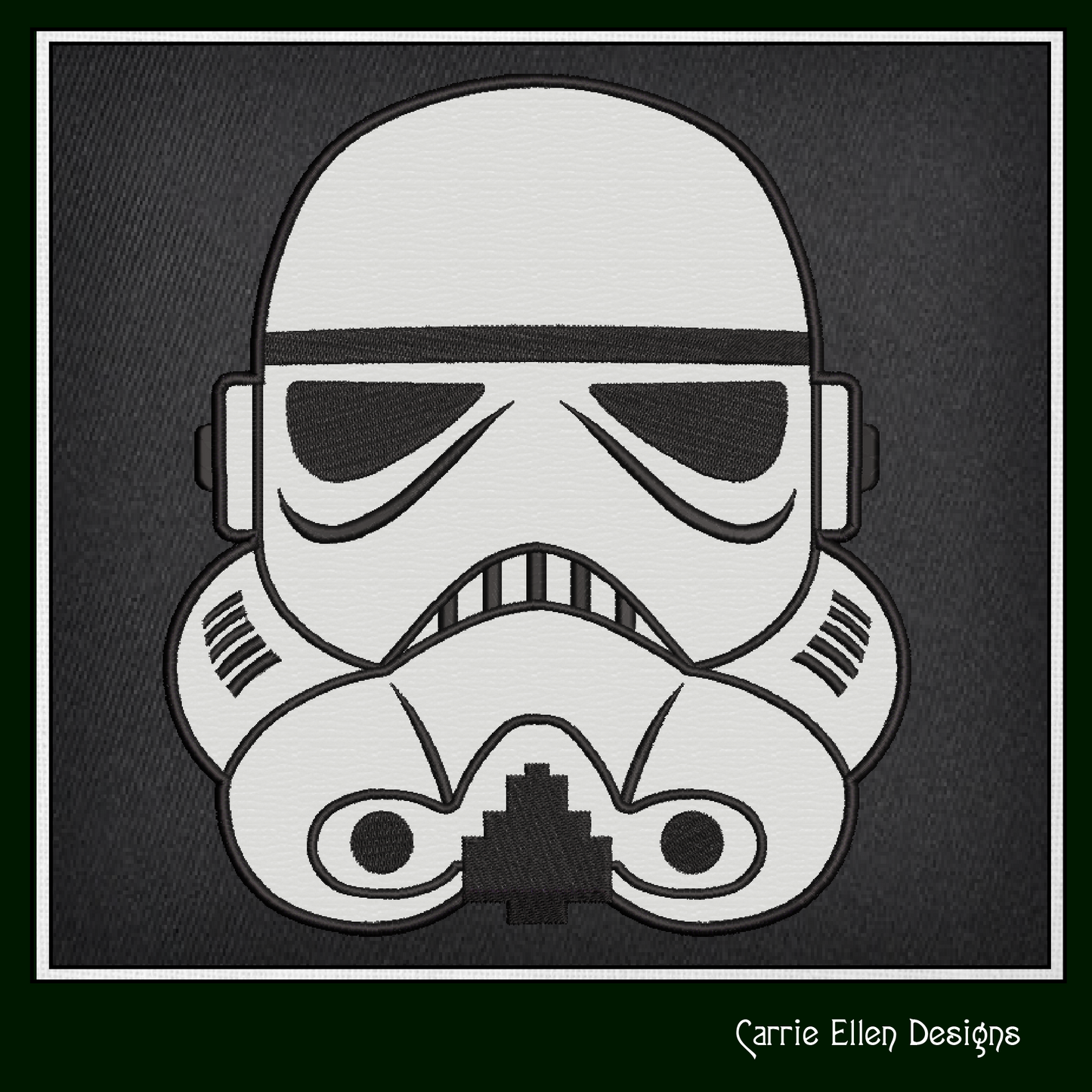 Storm Trooper Helmet Applique Machine Embroidery Design – Sci-Fi Inspired Applique Pattern, 6 Sizes (2641)