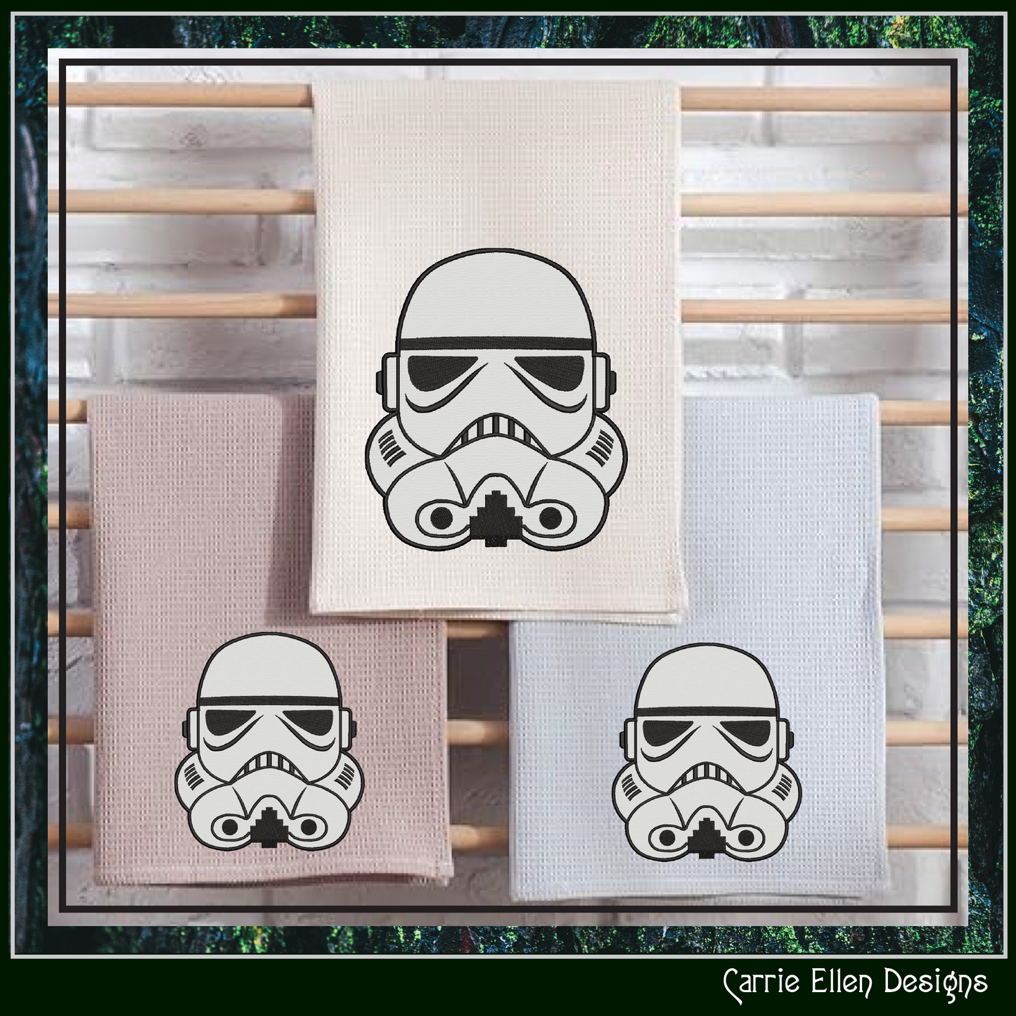 Storm Trooper Helmet Applique Machine Embroidery Design – Sci-Fi Inspired Applique Pattern, 6 Sizes (2641)