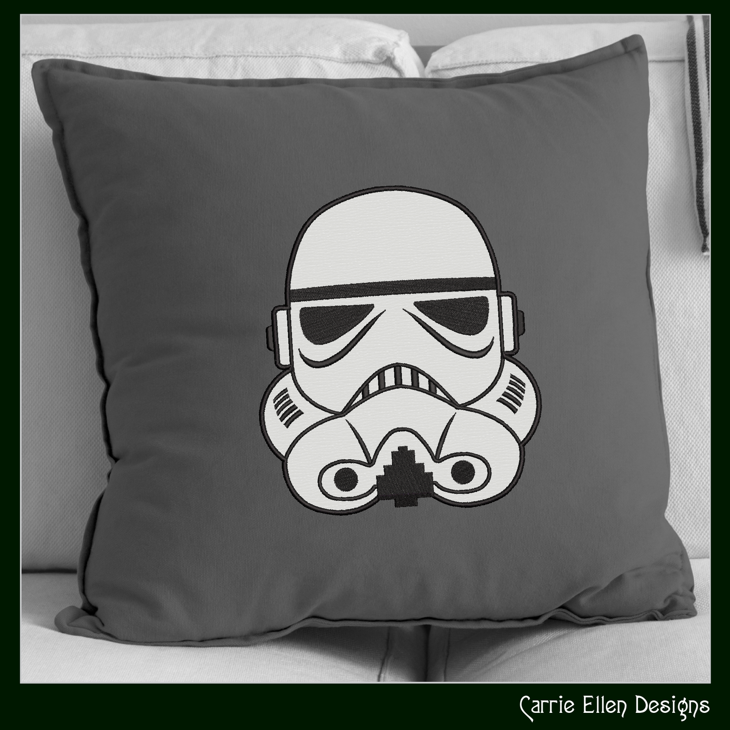 Storm Trooper Helmet Applique Machine Embroidery Design – Sci-Fi Inspired Applique Pattern, 6 Sizes (2641)