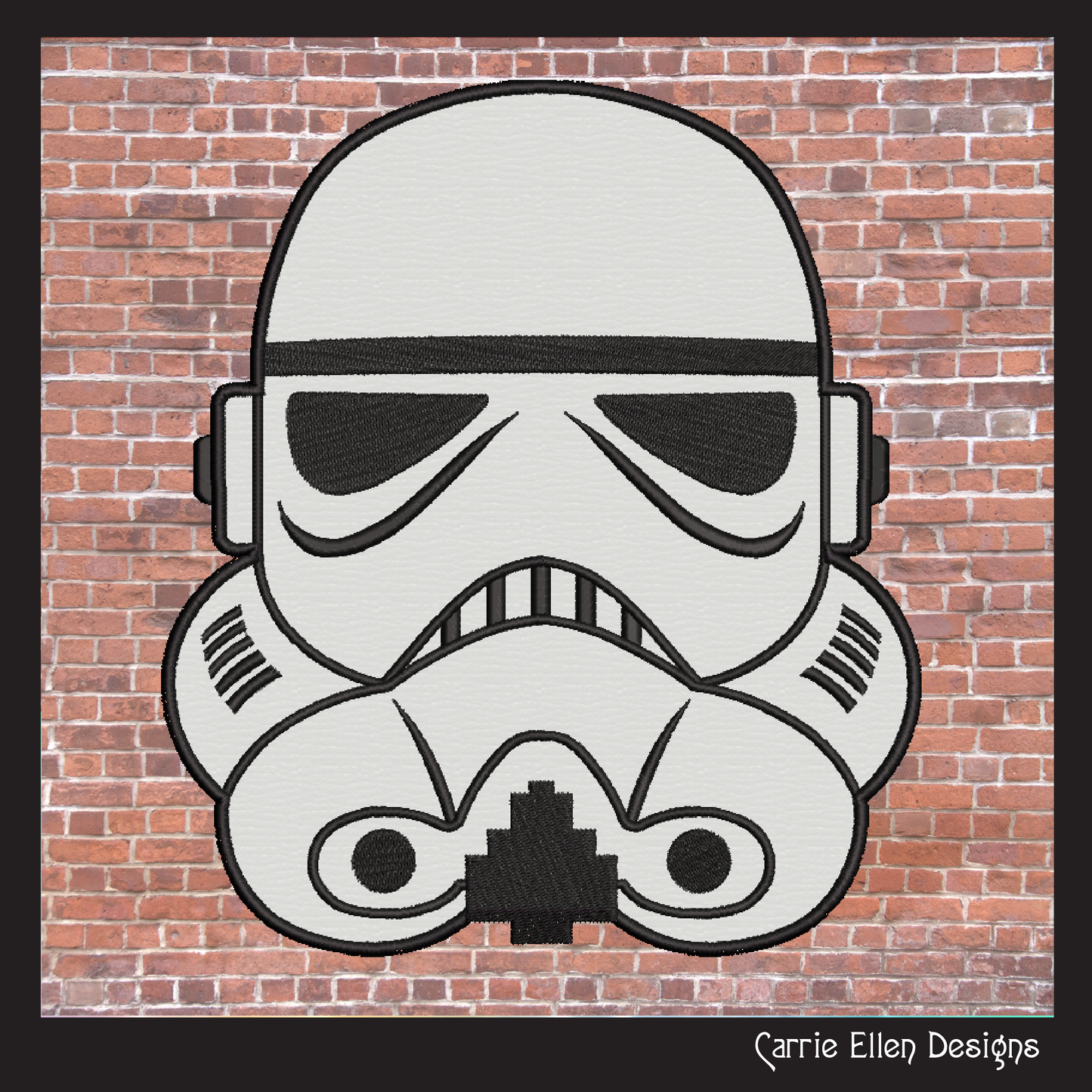 Storm Trooper Helmet Applique Machine Embroidery Design – Sci-Fi Inspired Applique Pattern, 6 Sizes (2641)