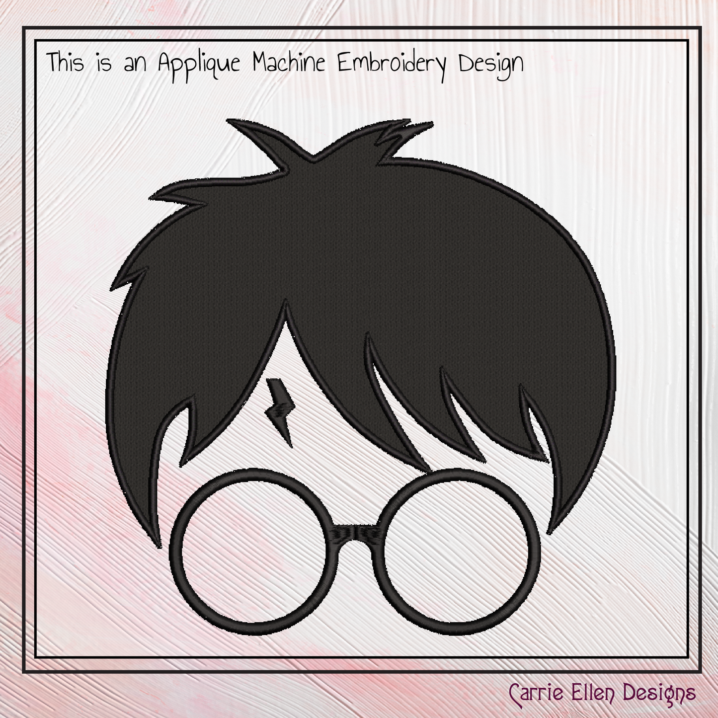 Harry Potter Profile Applique Machine Embroidery Design – Wizard Fandom Character Outline Pattern, 6 Sizes (2660)