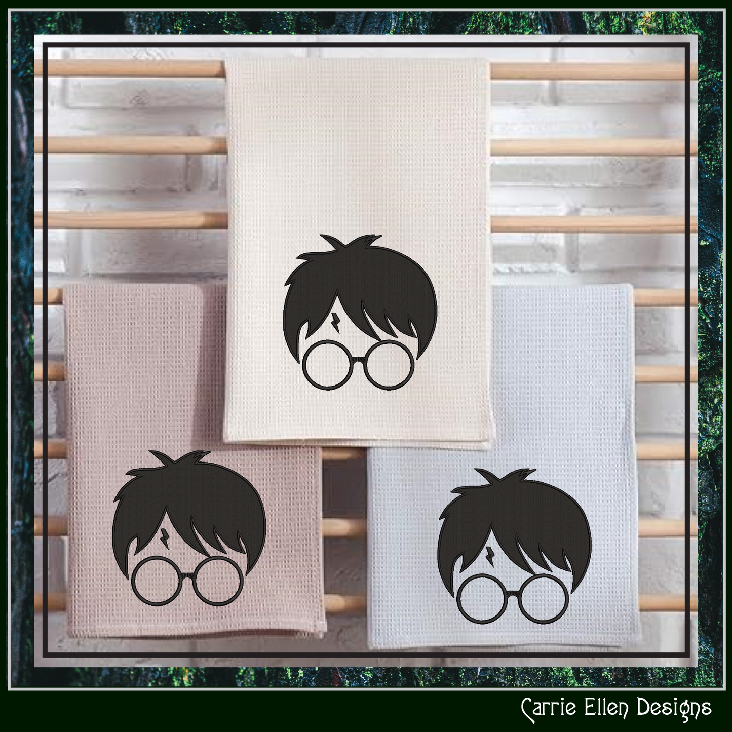 Harry Potter Profile Applique Machine Embroidery Design – Wizard Fandom Character Outline Pattern, 6 Sizes (2660)