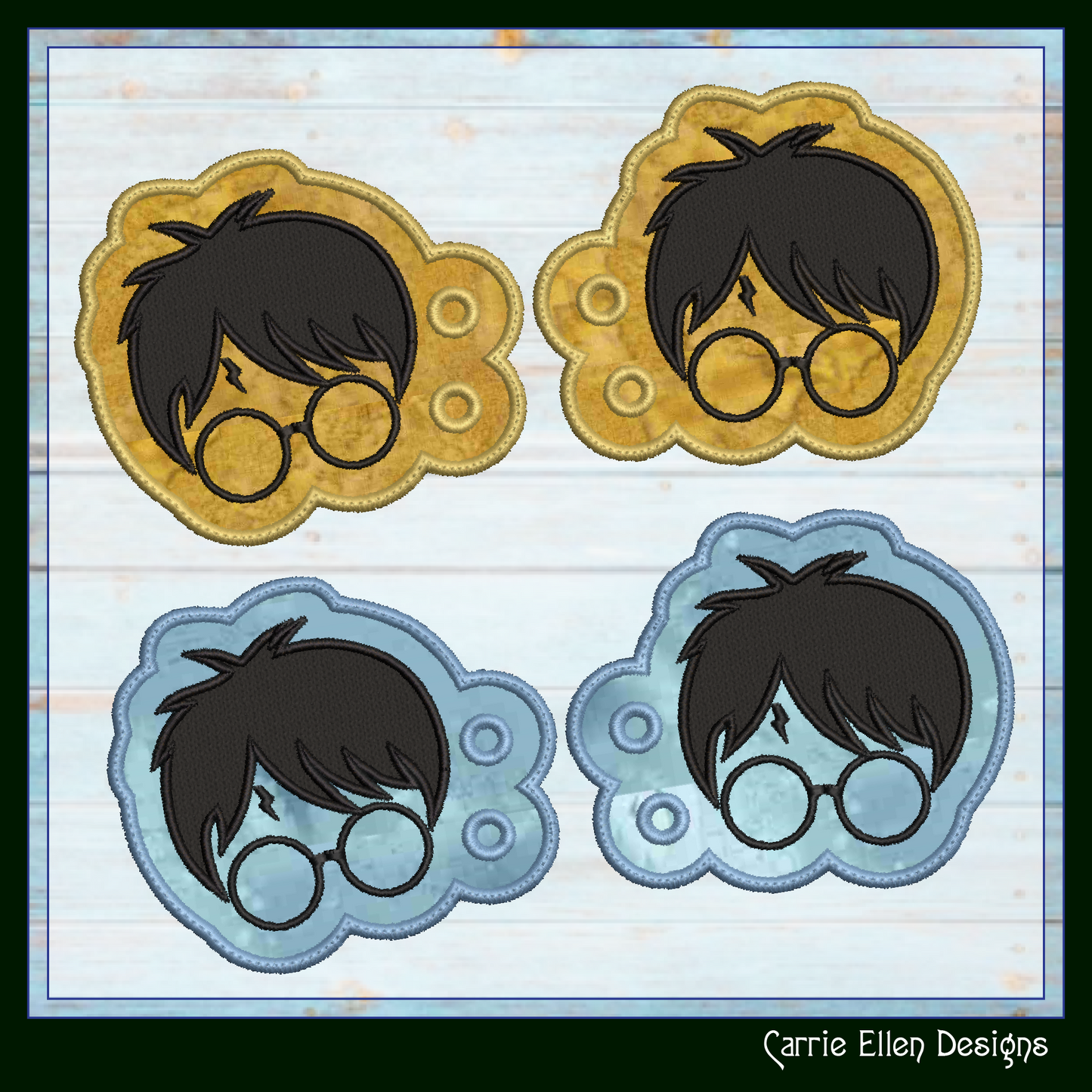 Harry Potter ITH Shoe Wing Machine Embroidery Design – In The Hoop Wizard Silhouette Shoelace Charms for Shoes and Boots – 4x4 & 5x7 Hoop (2661)